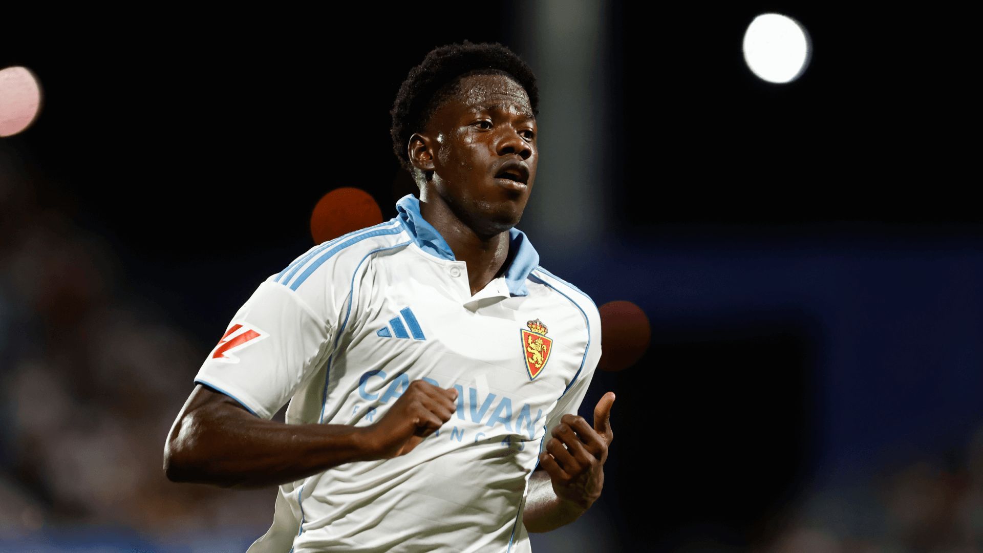 Yussif Saidu, en un partido con el Real Zaragoza.