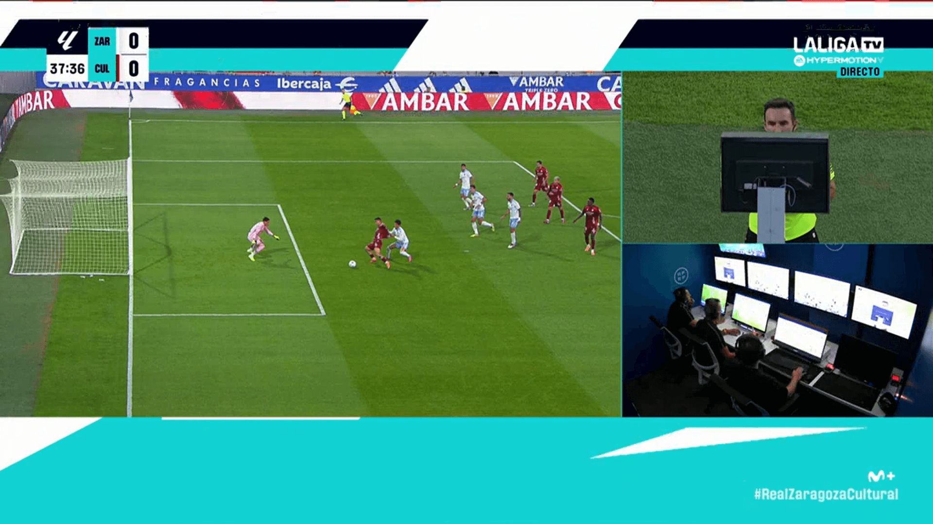  El penalti de Juan Sebastián sobre Manu Justo en el Zaragoza-Cultural Leonesa.