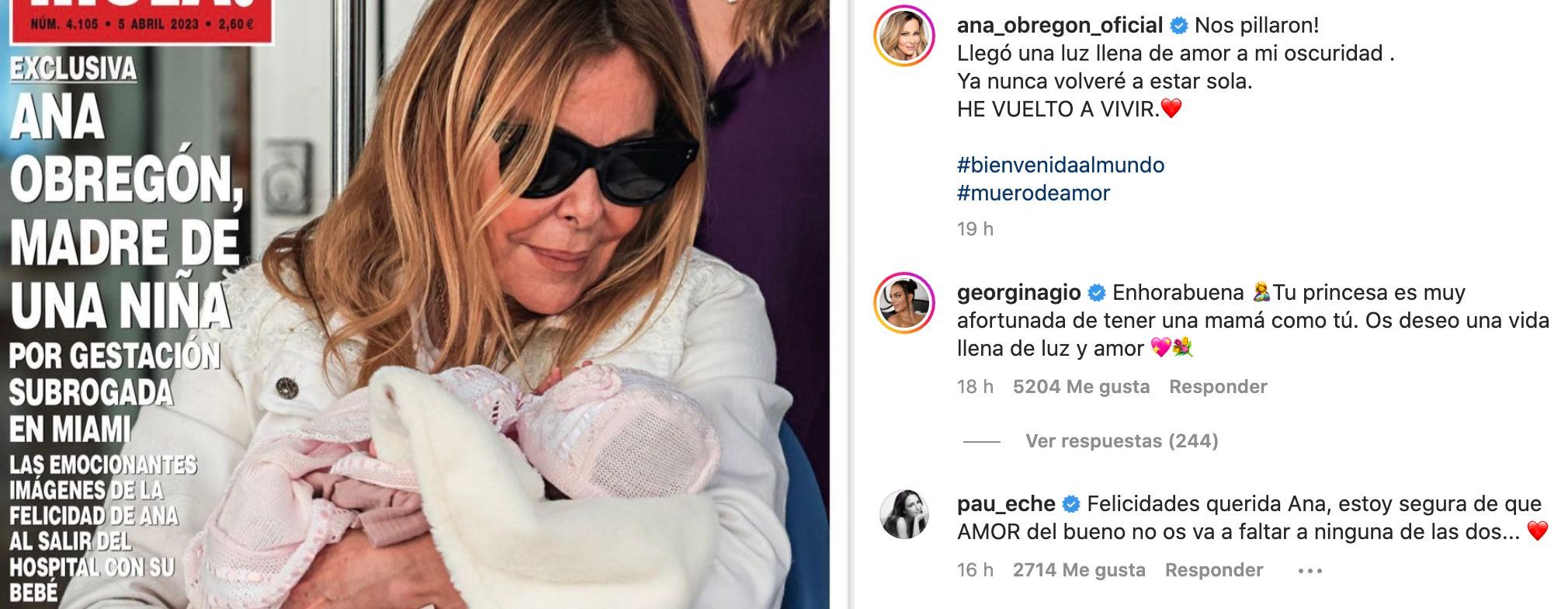  Mensajes a Ana Obregón de Georgina Rodríguez y Paula Echevarría.