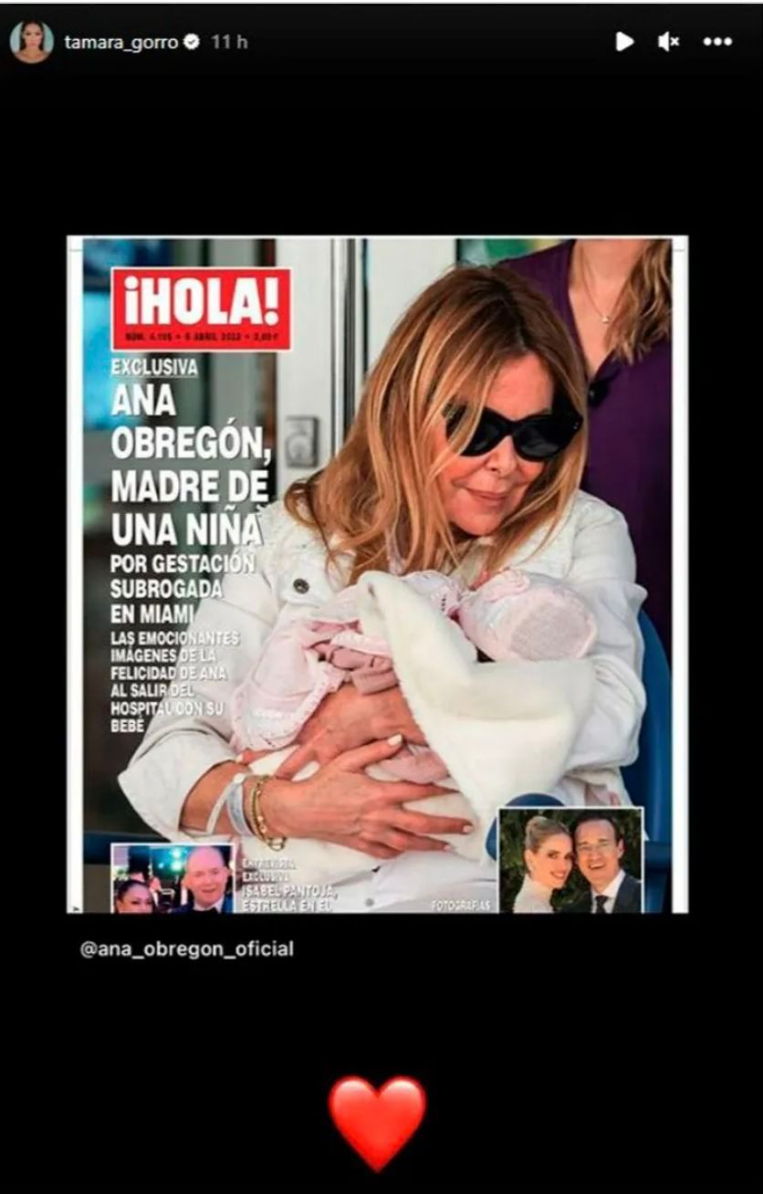  Mensaje de Tamara Gorro a Ana Obregón en Instagram.