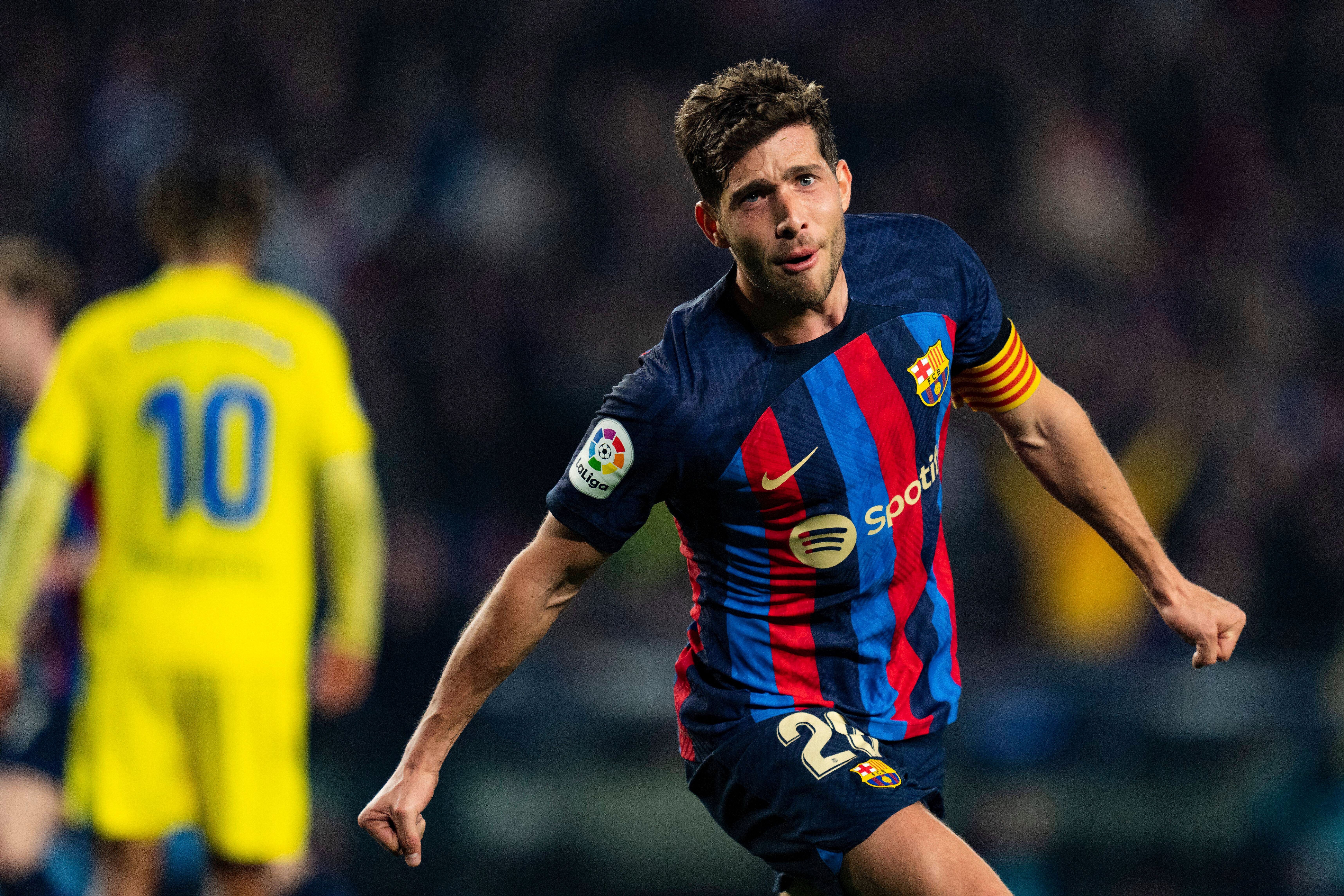  Sergi Roberto celebra su gol el Barcelona-Cádiz.
