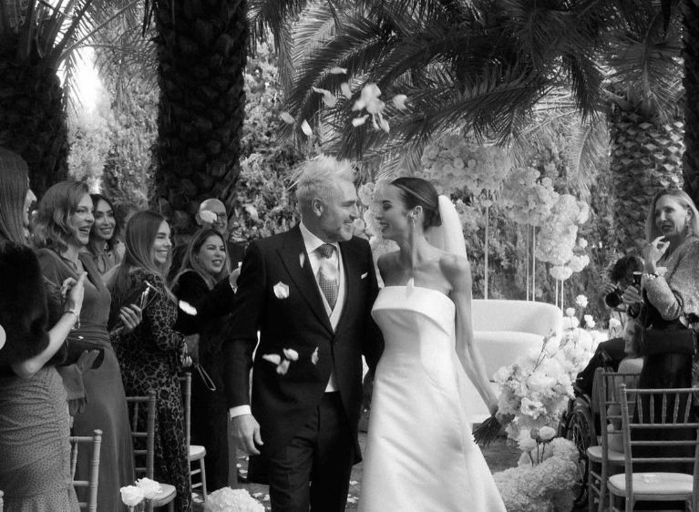 Cañizares y Noemí, durante la boda