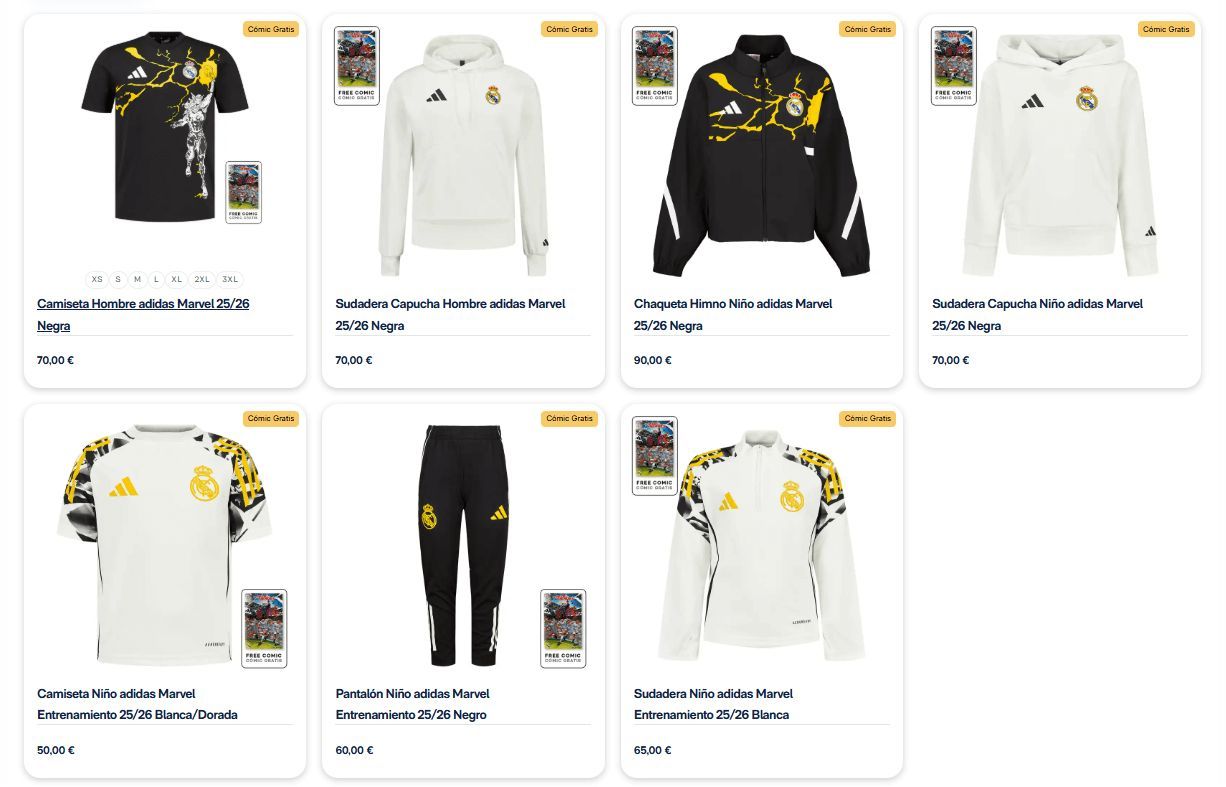  Algunos productos disponibles en la web del Real Madrid