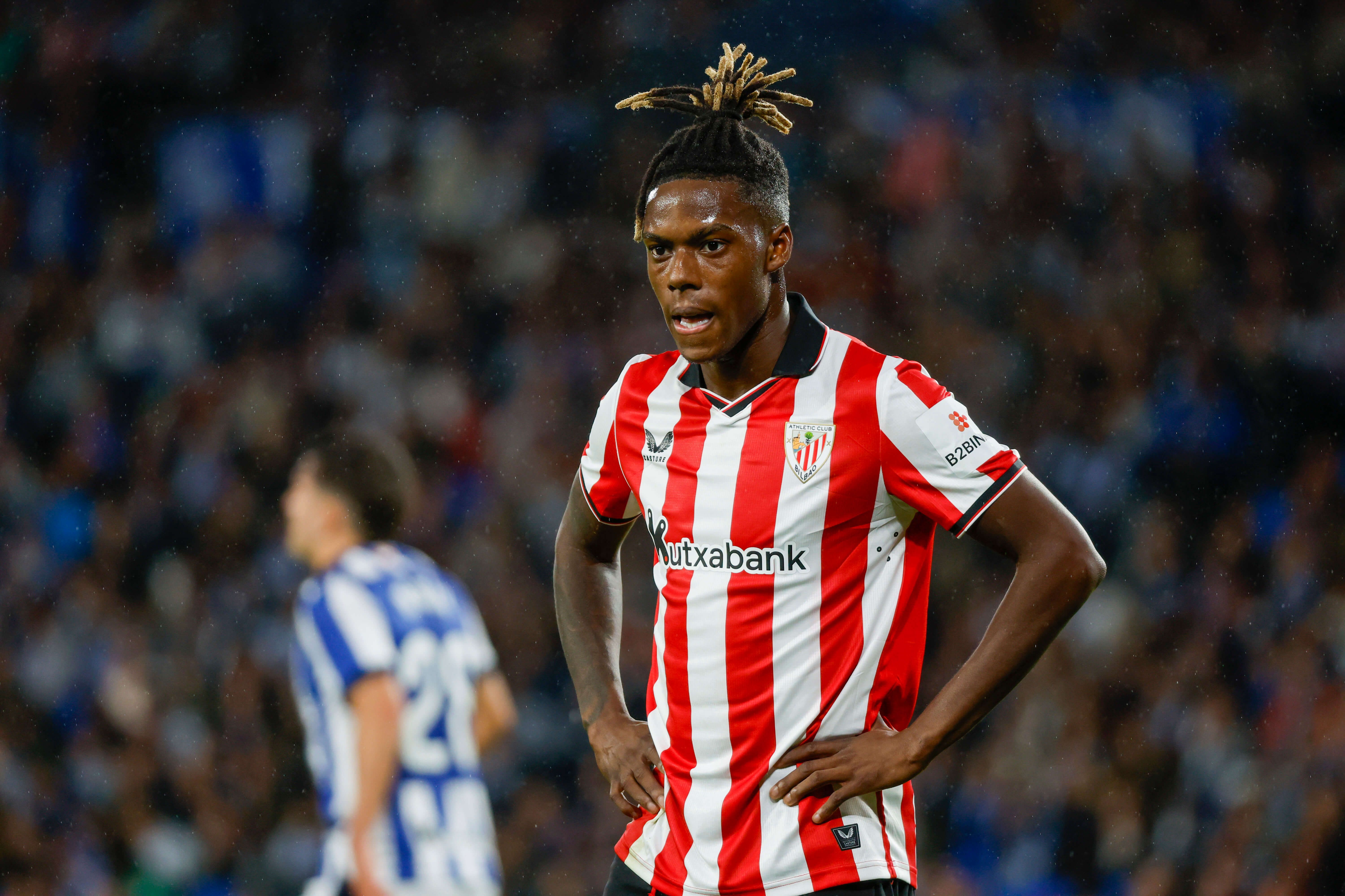  Nico Williams, en el derbi ante la Real Sociedad jugado en Anoeta.