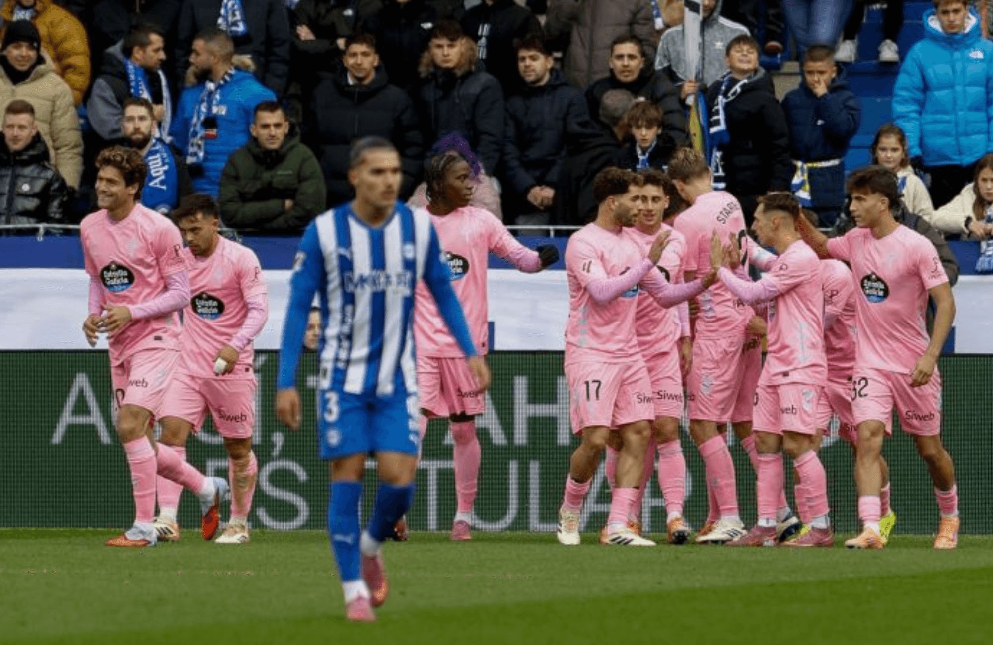  Celebración del gol de Iago Aspas al Alavés.