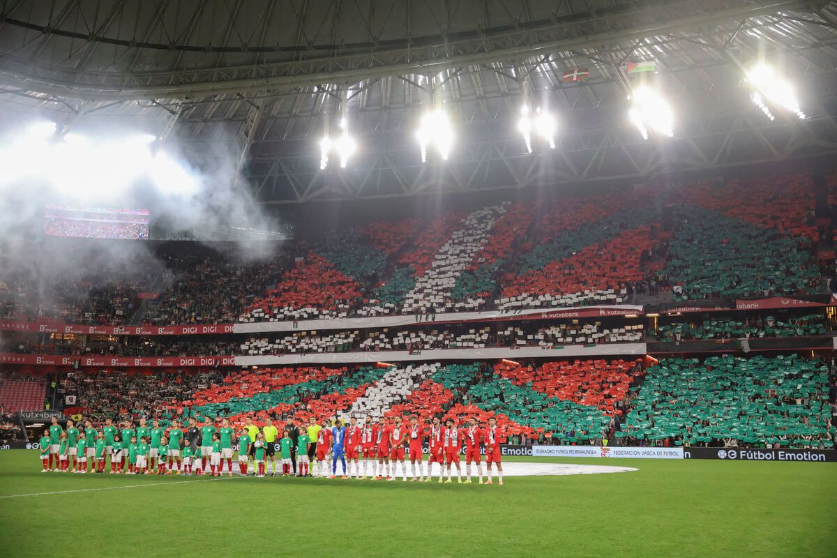 Así lucía San Mamés en la previa del Euskadi-Palestina.
