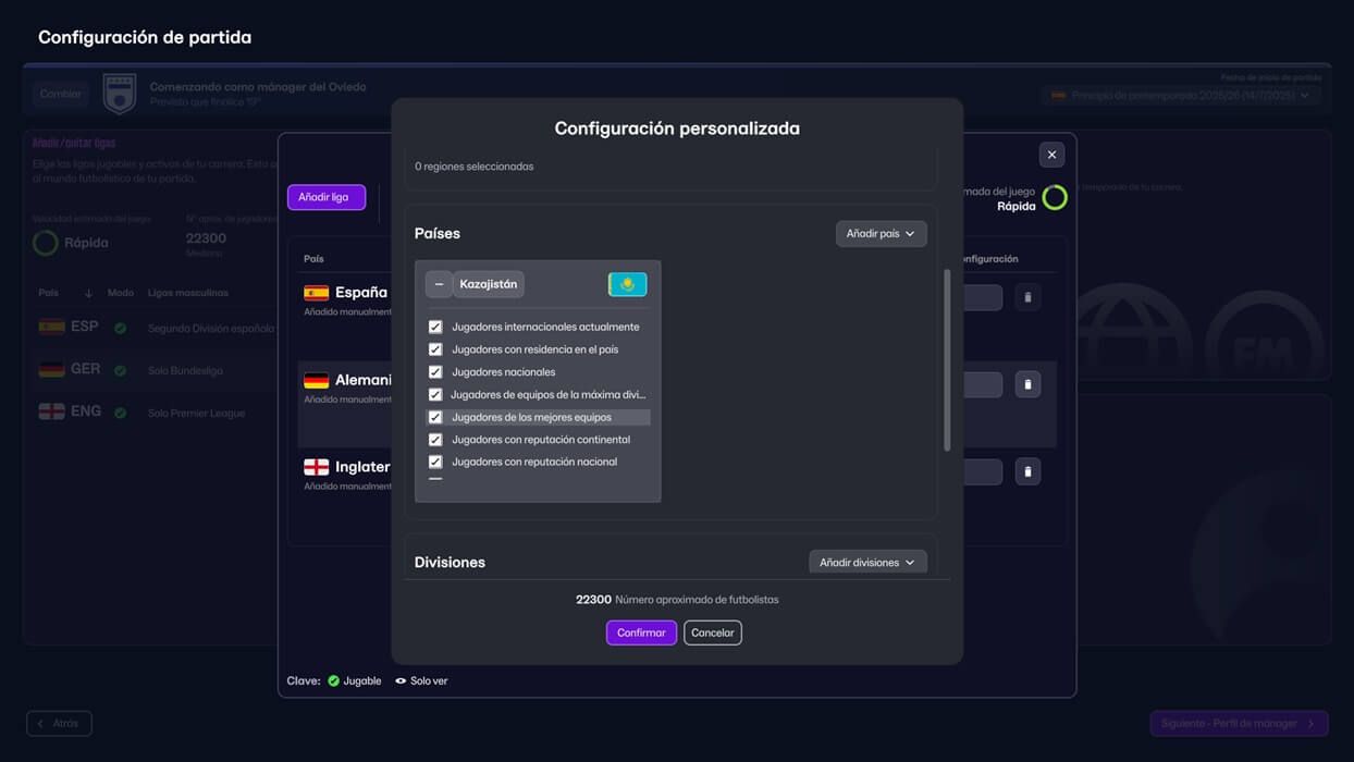 El único requisito es la inclusión de los jugadores de Kazajistán, lo cual no aumenta en exceso.