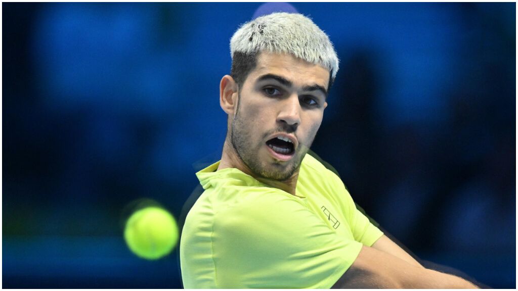Carlos Alcaraz durante la final de Turín. (EFE)