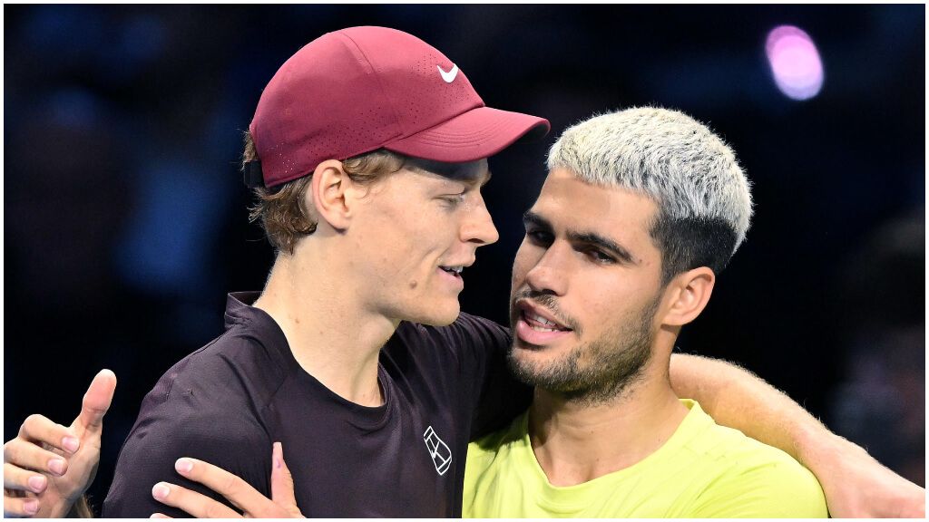  Jannik Sinner y Carlos Alcaraz en las ATP Fianls en Turín. (EFE)