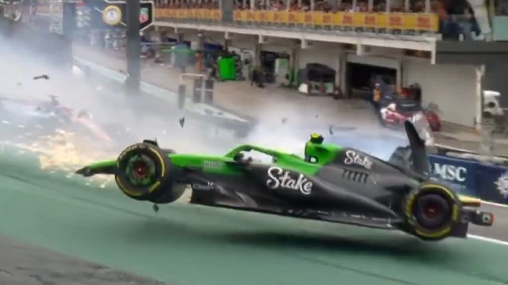 Gabriel Bortoleto y su accidente en la 'sprint' de Brasil.