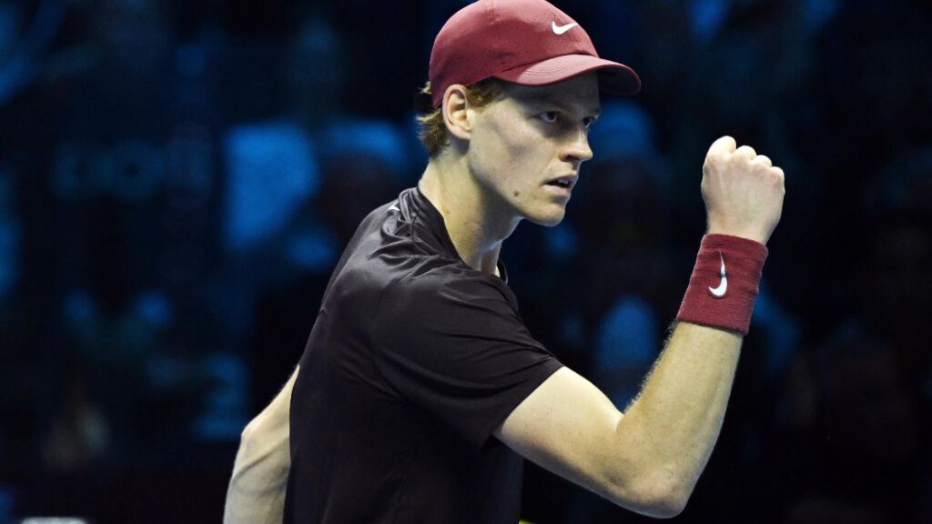 Sinner celebra un punto durante las ATP Finals