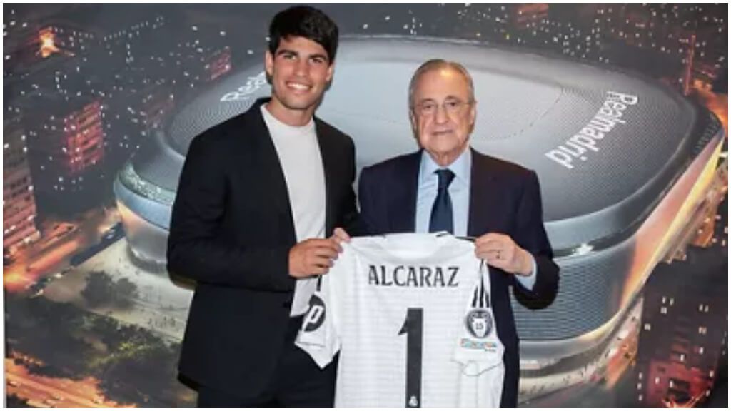  Carlos Alcaraz con Florentino Pérez. (Real Madrid)