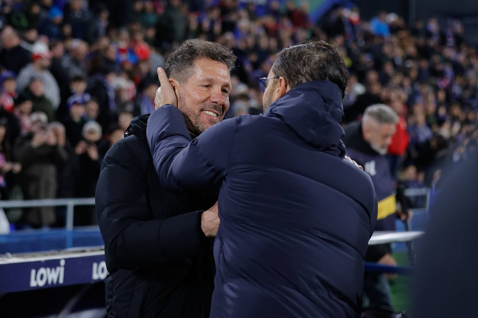  Saludo entre Simeone y José Bordalás antes del Getafe-Atlético.