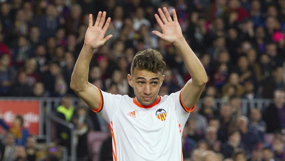 Munir, tras su gol en el Barça-Valencia de la 16/17.