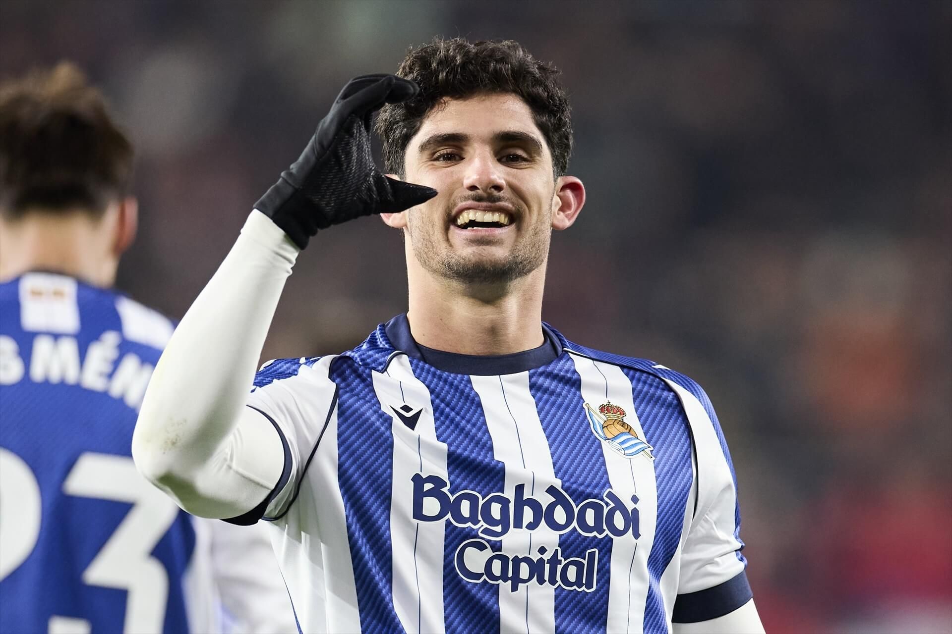  Gonçalo Guedes celebra su gol en el Osasuna-Real Sociedad.
