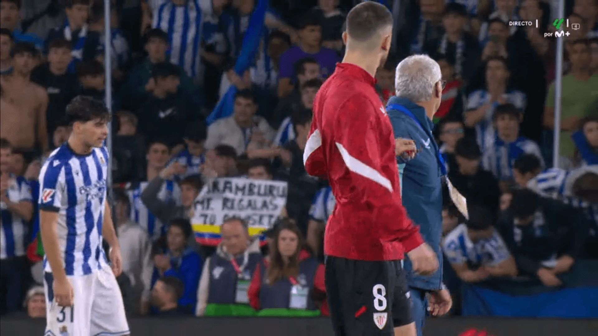  Sancet reta a Aramburu tras la tangana del Real Sociedad-Athletic.