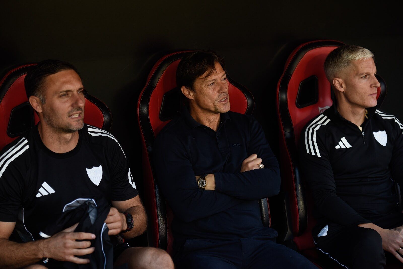Almeyda, en el banquillo, en el Sevilla-Osasuna.