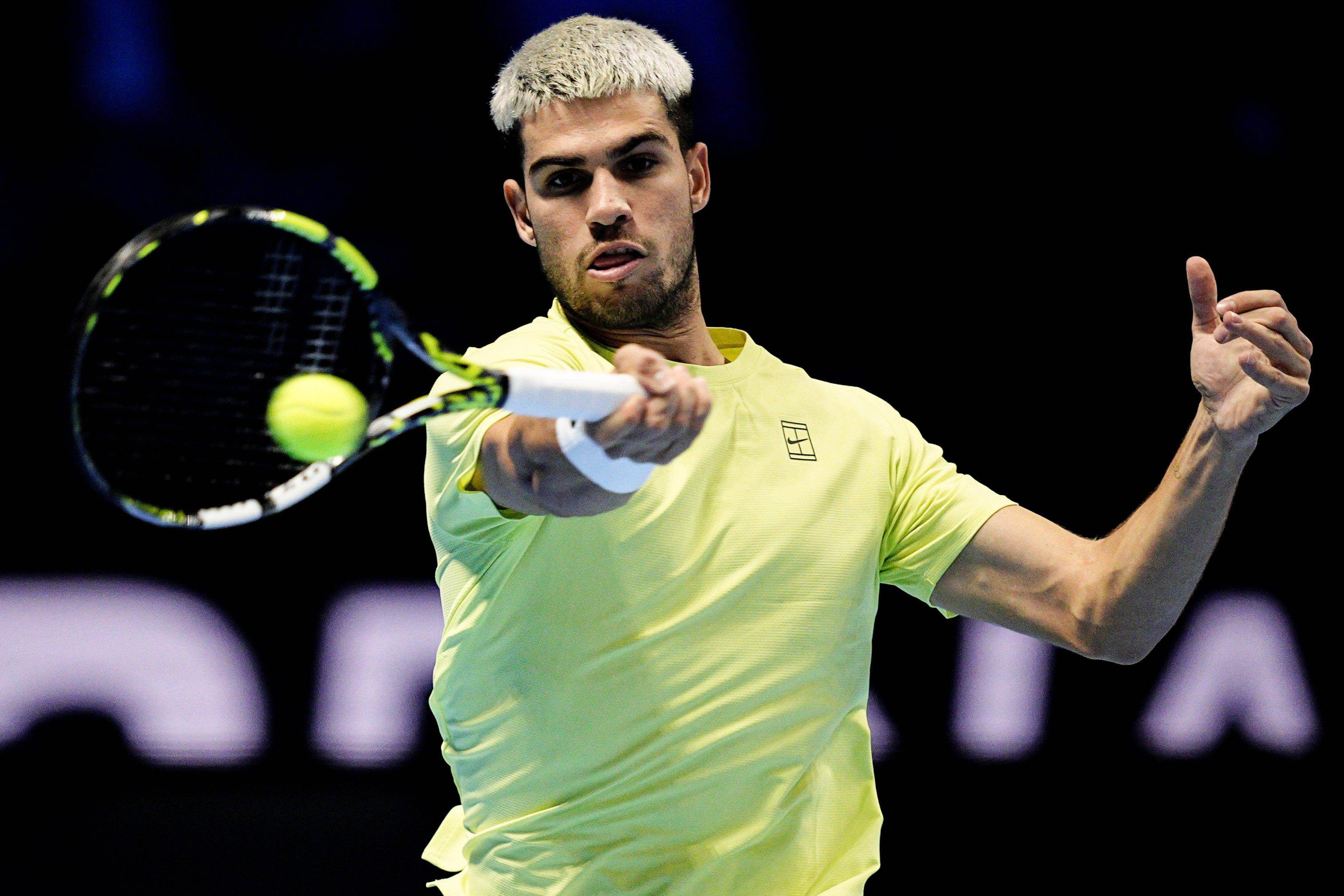  Carlos Alcaraz, en un punto ante Aliassime