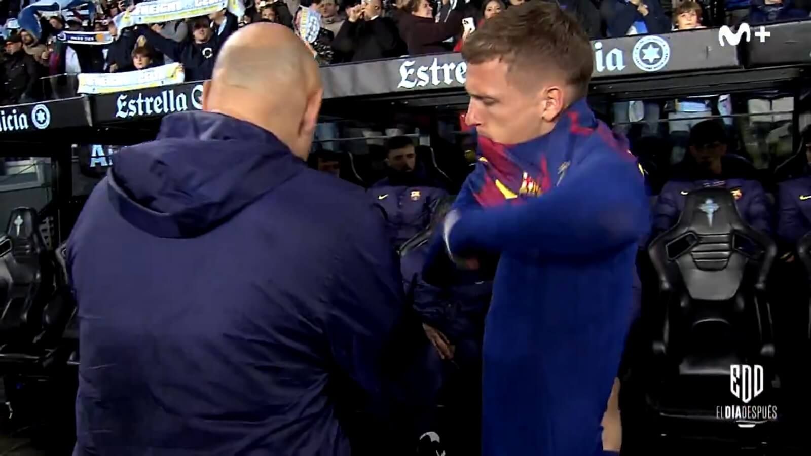  Dani Olmo se cambia a toda prisa antes del Celta - Barcelona (Imagen: El Día Después).