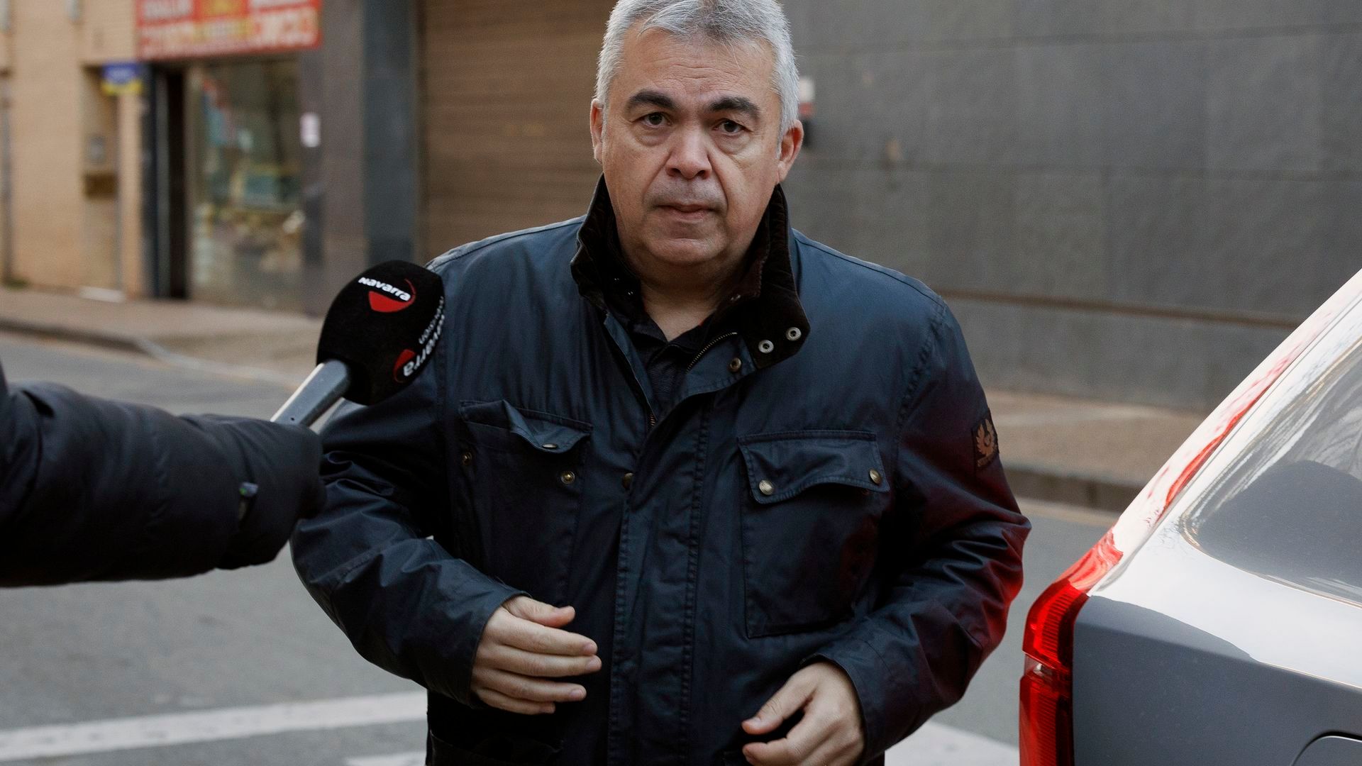 El ex secretario de Organización del PSOE Santos Cerdán a su salida del Juzgado de Primera Instancia de Tafalla