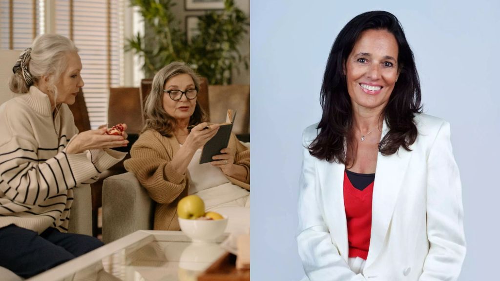 Fotomontaje MªÁngeles y señoras leyendo