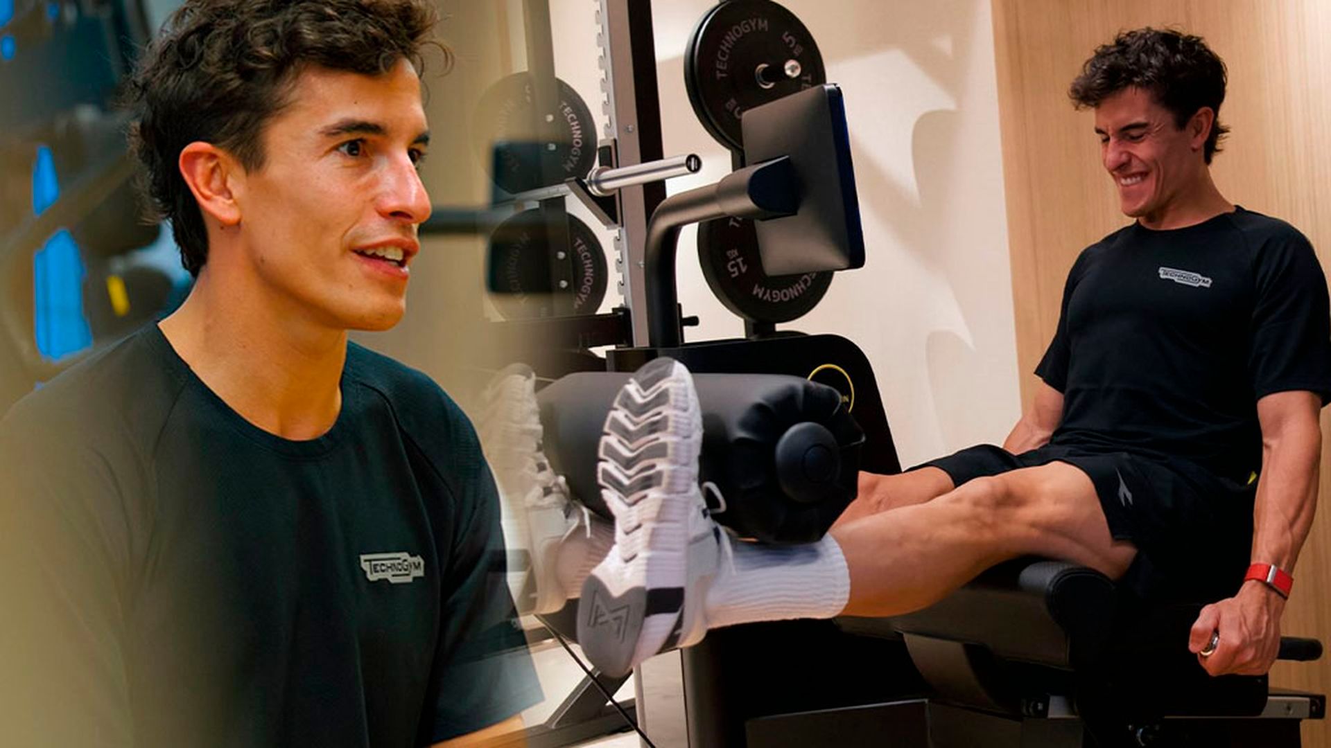 Marc Márquez, en el gimasio privado de su casa de Madrid