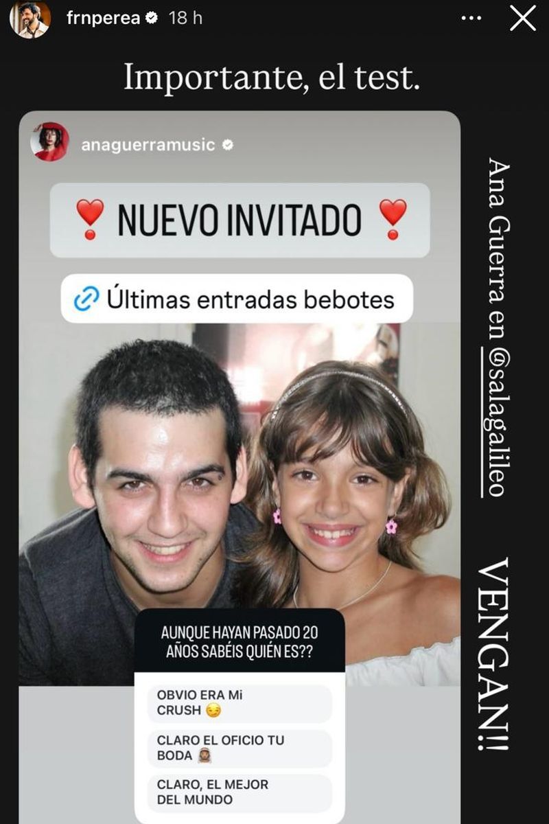 La foto de Ana Guerra, de pequeña, con Fran Perea: "Era mi crush y oficializó mi boda"