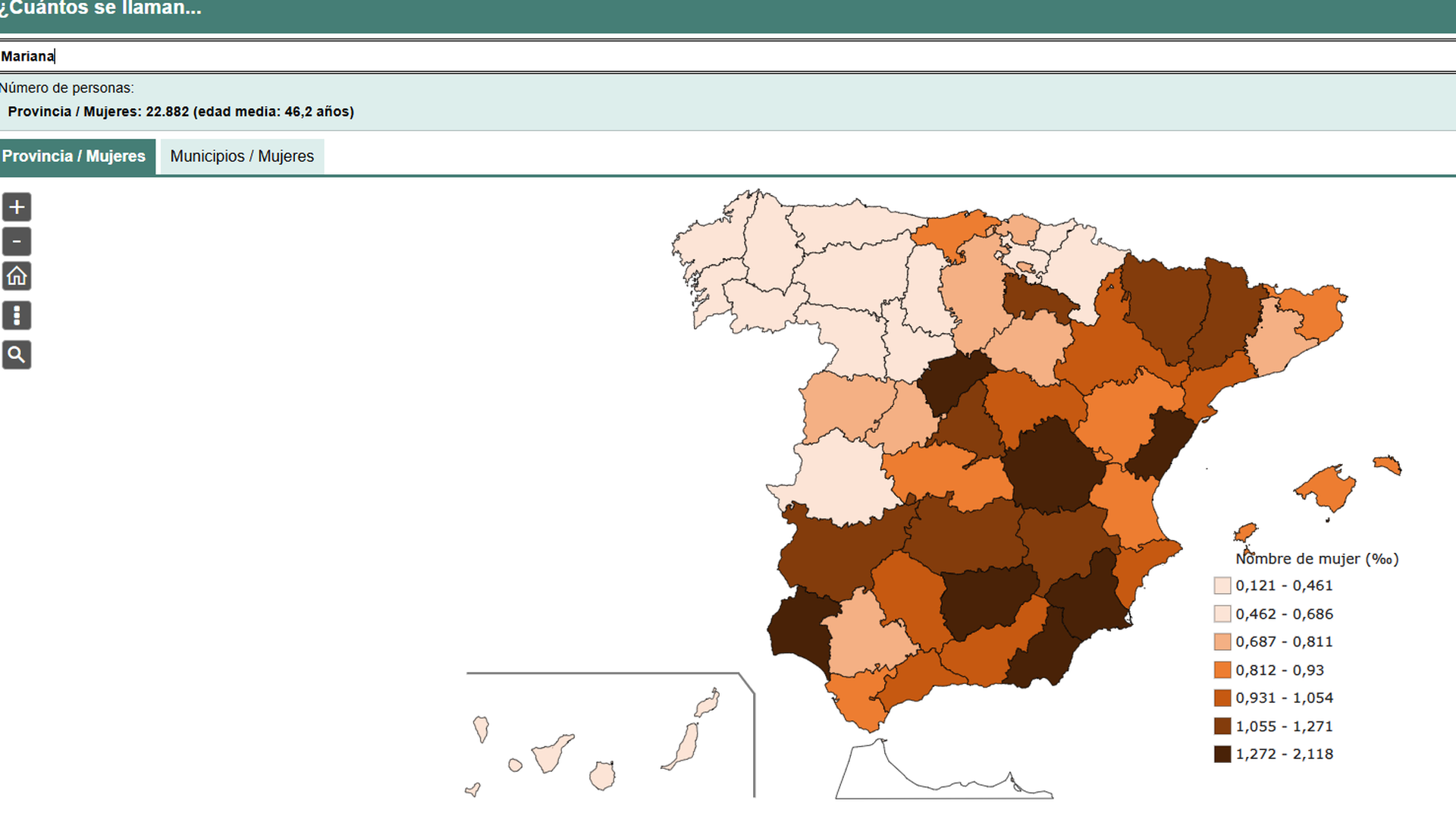 Número de Marianas en España
