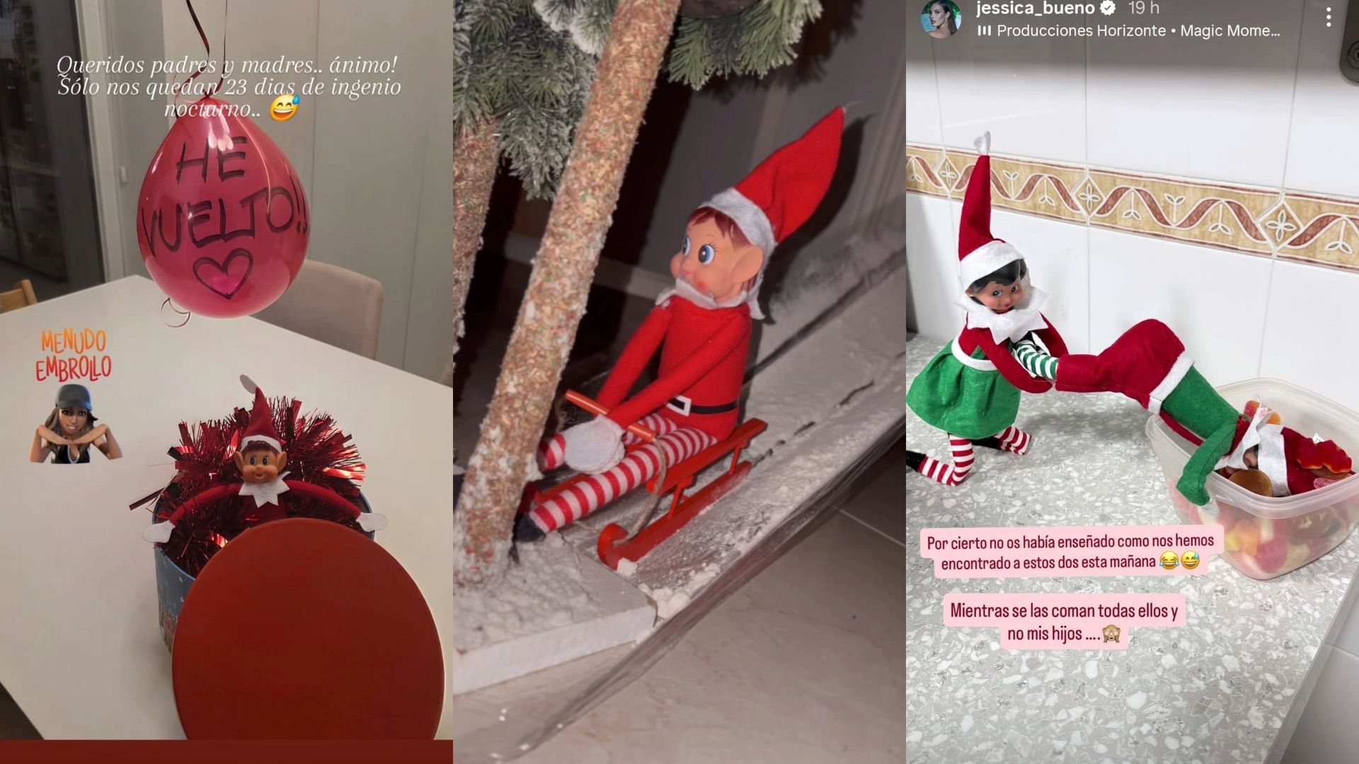 El elfo de Paula Echevarría, de Irene Rosales y Jessica Bueno, en un montaje de fotos