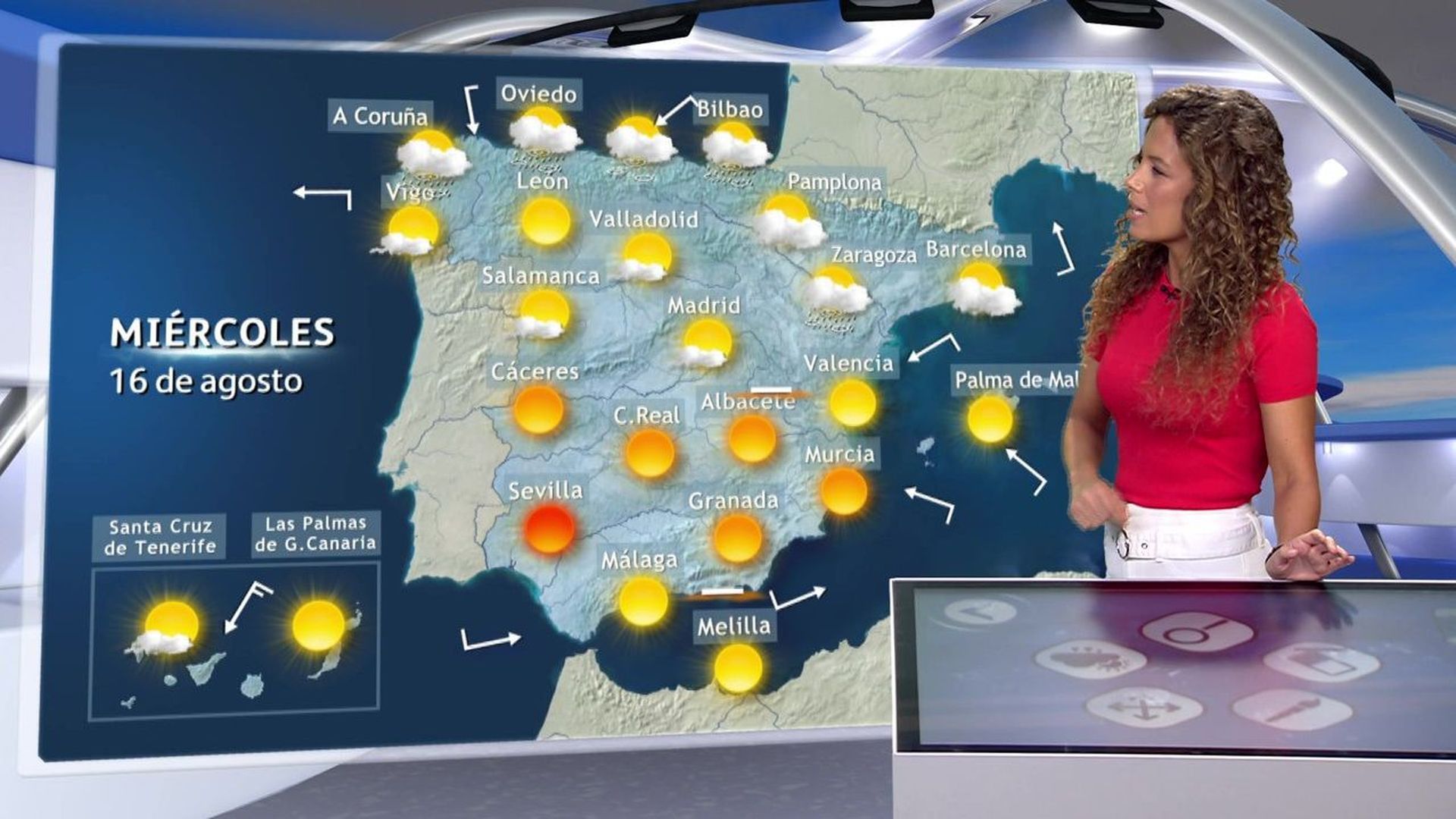Previsión meteorológica para este miércoles 16 de agosto