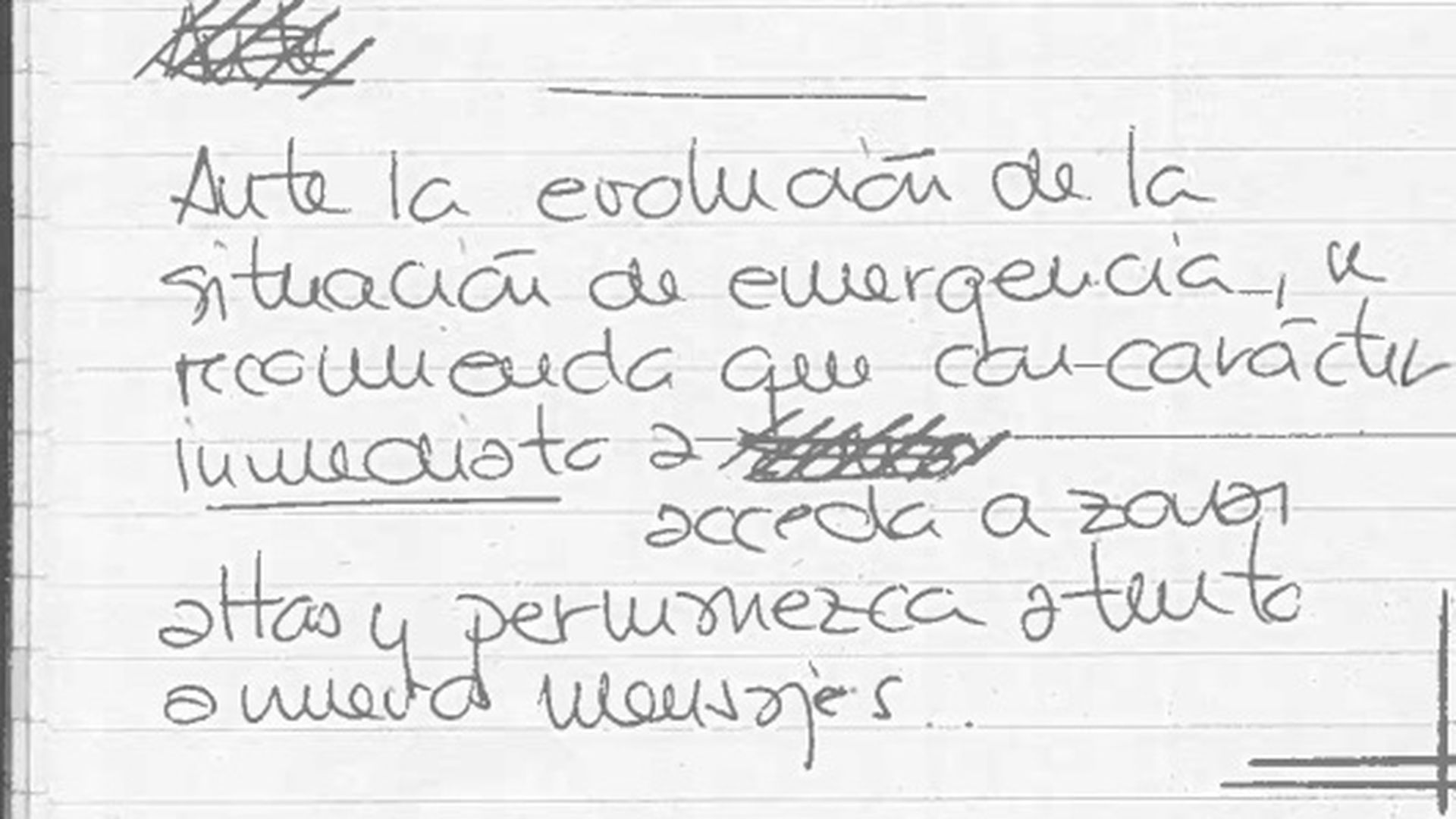 El borrador del mensaje entregado a la jueza de la DANA