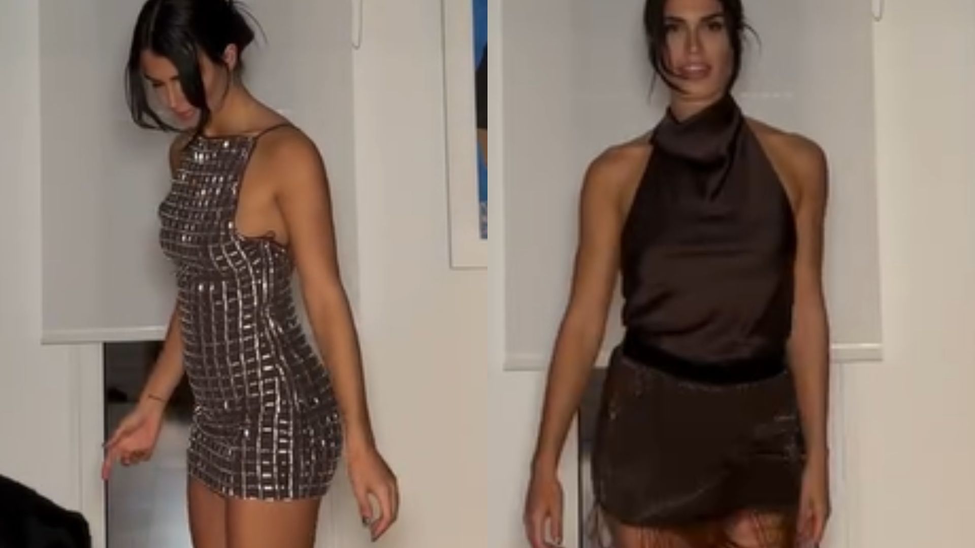 Looks: mini vestido escamado de malla y set de satén y flecos