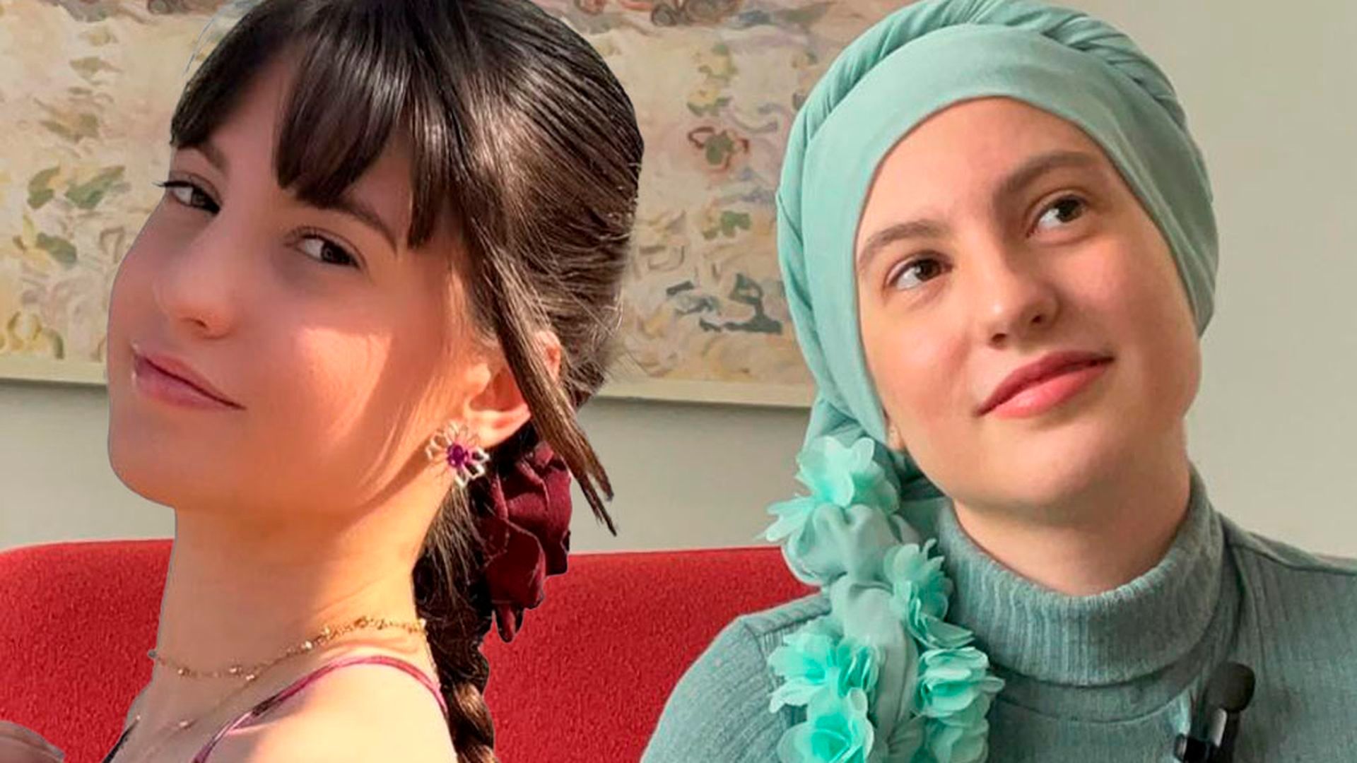 Zaira en la actualidad y durante la quimioterapia