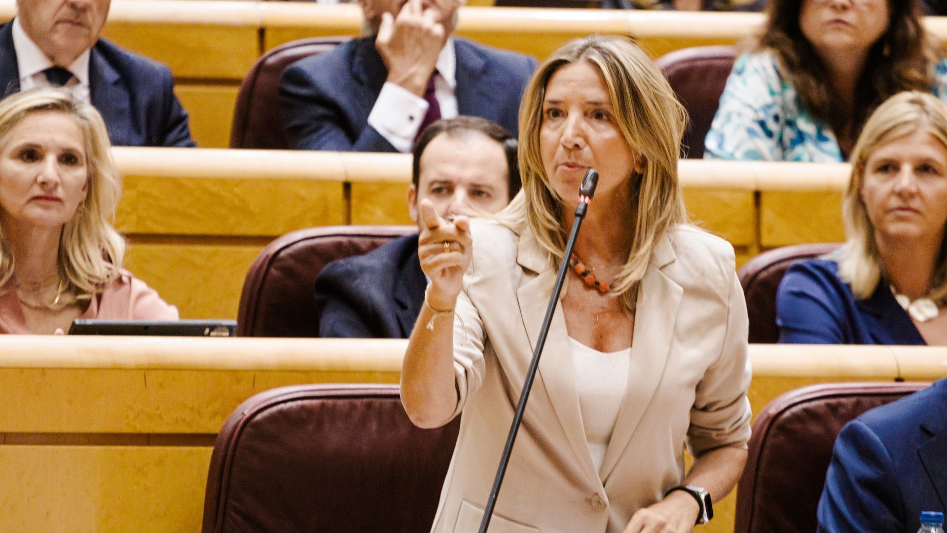 Archivo - La portavoz del PP en el Senado, Alicia García, durante una sesión de control al Gobierno en el Senado, a 16 de septiembre de 2025, en Madrid (España).
