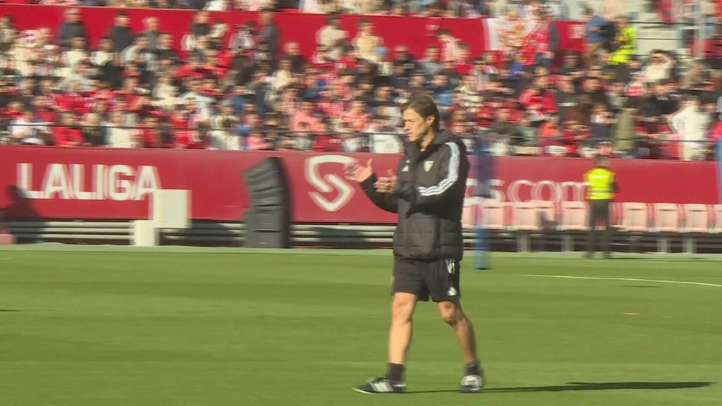 Almeyda, en el entrenamiento del Sevilla