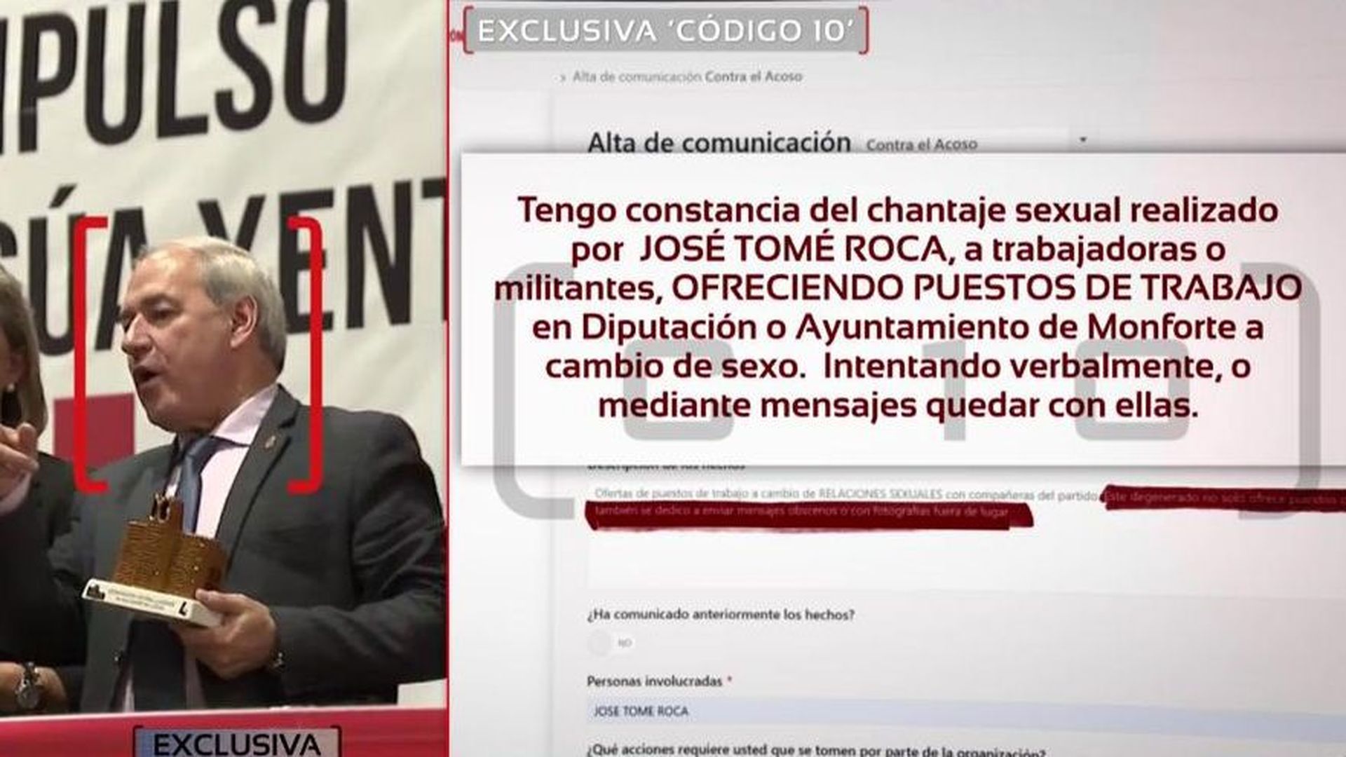 Según algunas presuntas víctimas, Tomé ofrecía puestos de trabajo "a cambio de sexo"