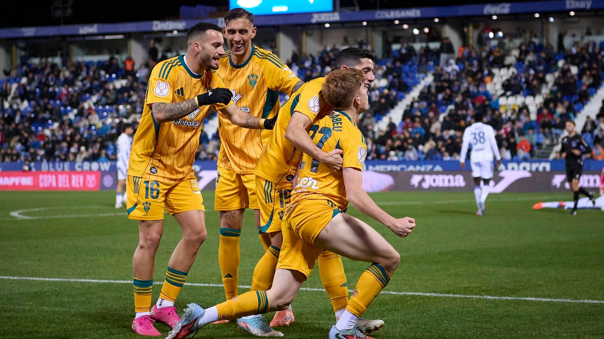 El Albacete celebrando un gol en Leganés