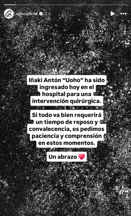El mensaje sobre la hospitalización de Iñaki Antón