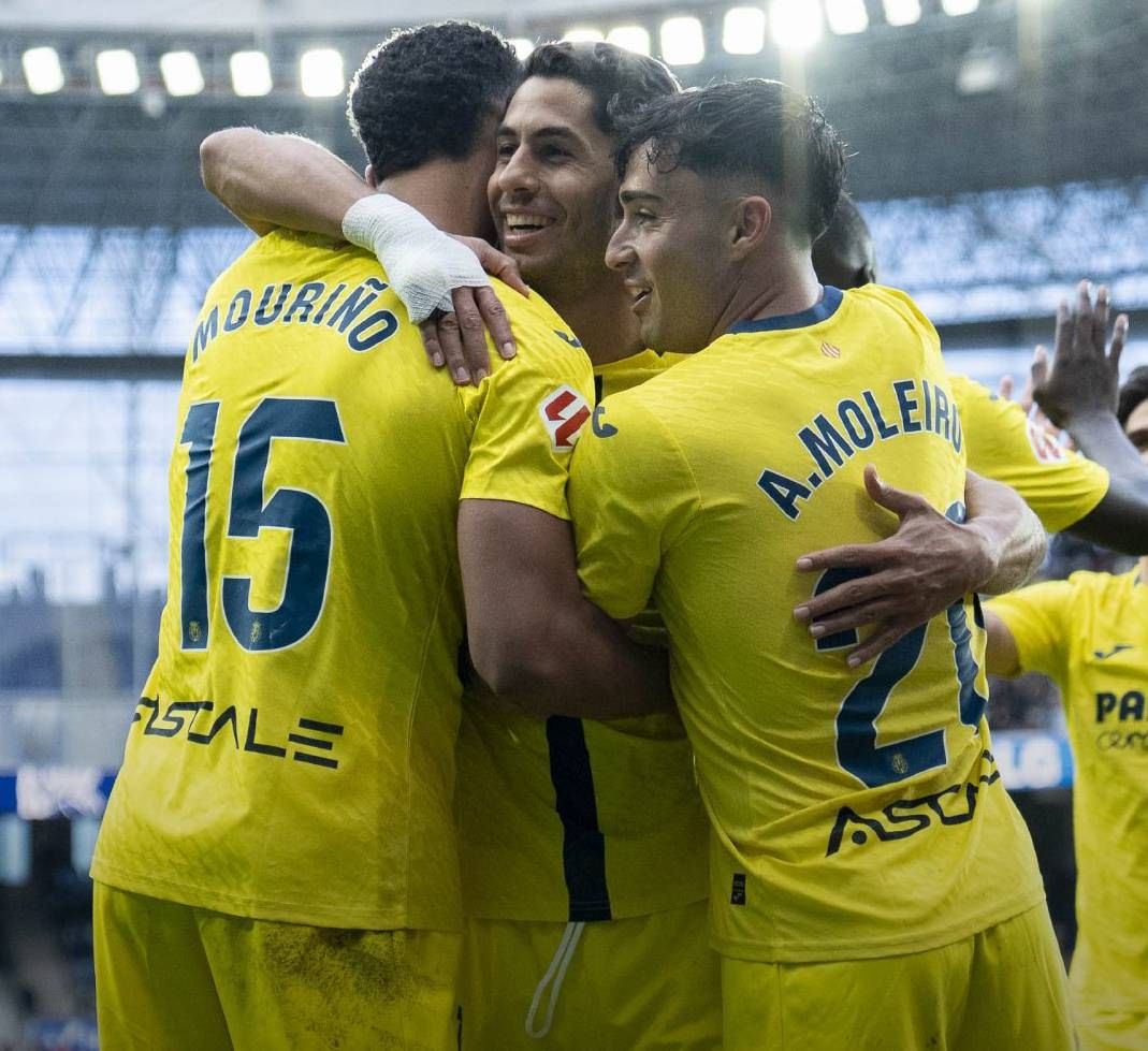 El Villarreal celebrando un gol en La Cerámica
