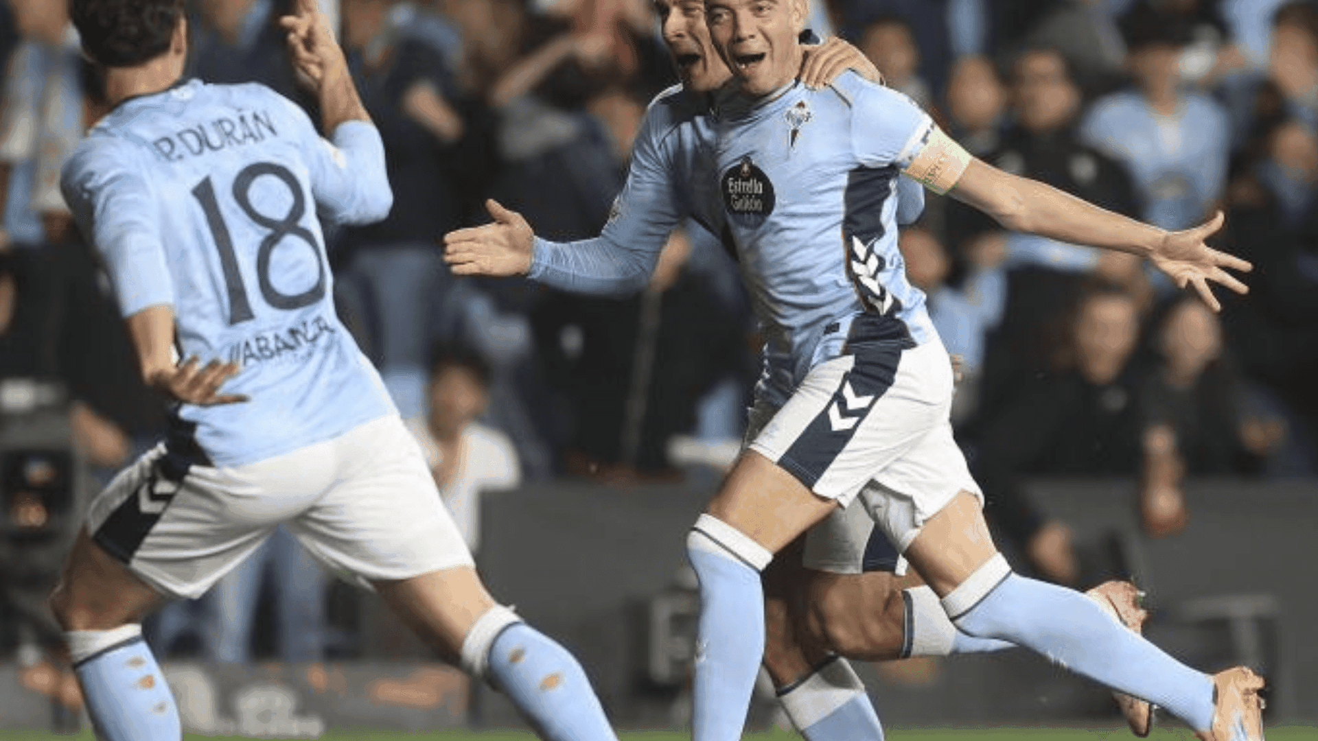 Iago Aspas celebra su gol ante el Niza