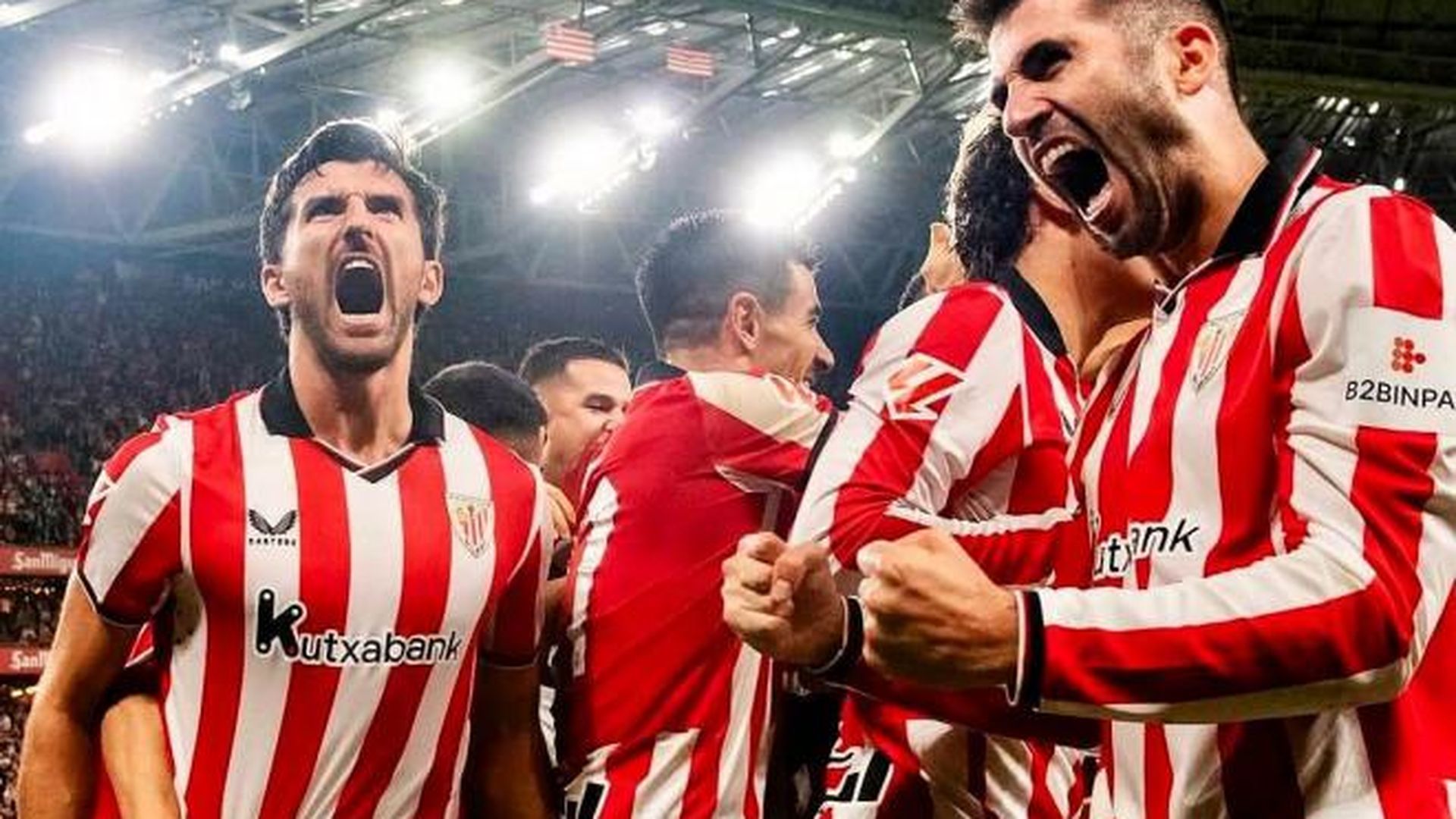 La garra de Dani Vivian y Areso celebrando el gol de la victoria en San Mamés (Foto: Athletic Club).