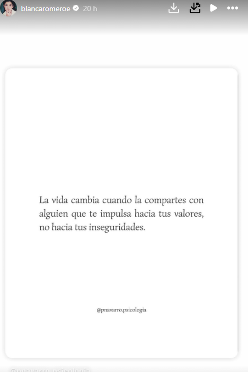 La publicación que ha compartido Blanca Romero en sus redes y que ha despertado sospechas