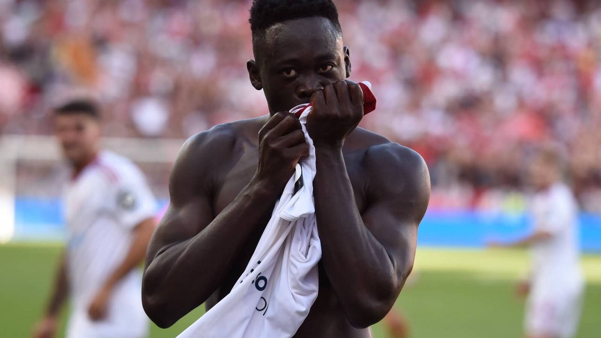 Akor Adams, celebrando su gol ante el FC Barcelona. Akor Adams, celebrando su gol ante el FC Barcelona.