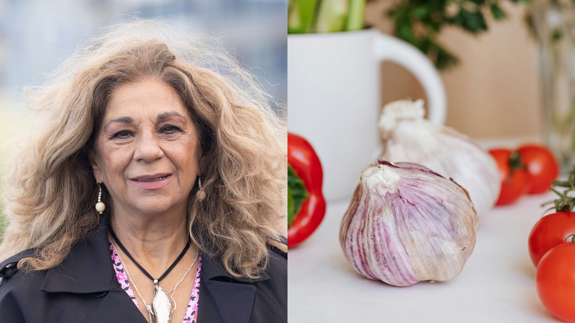 Lolita y un ajo, en un montaje de fotos