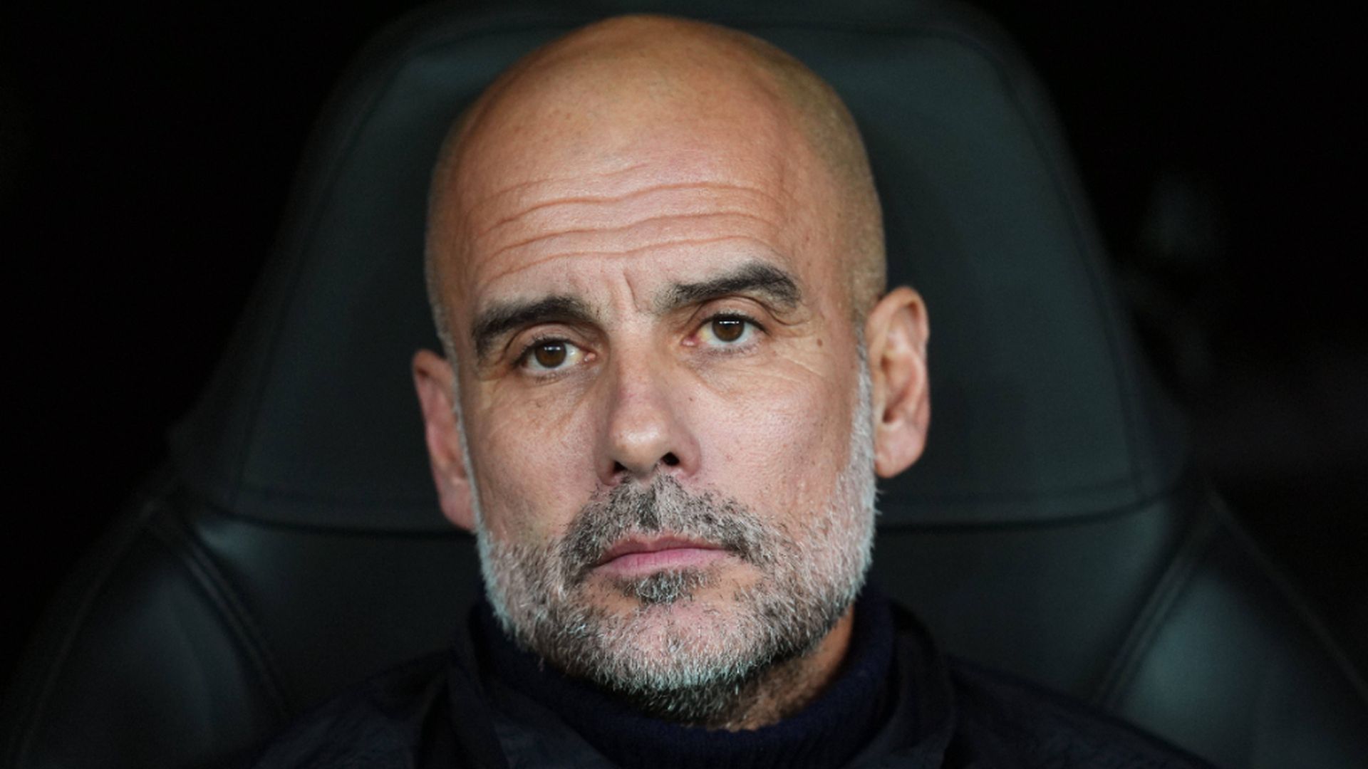 Pep Guardiola, durante el Real Madrid - Manchester City