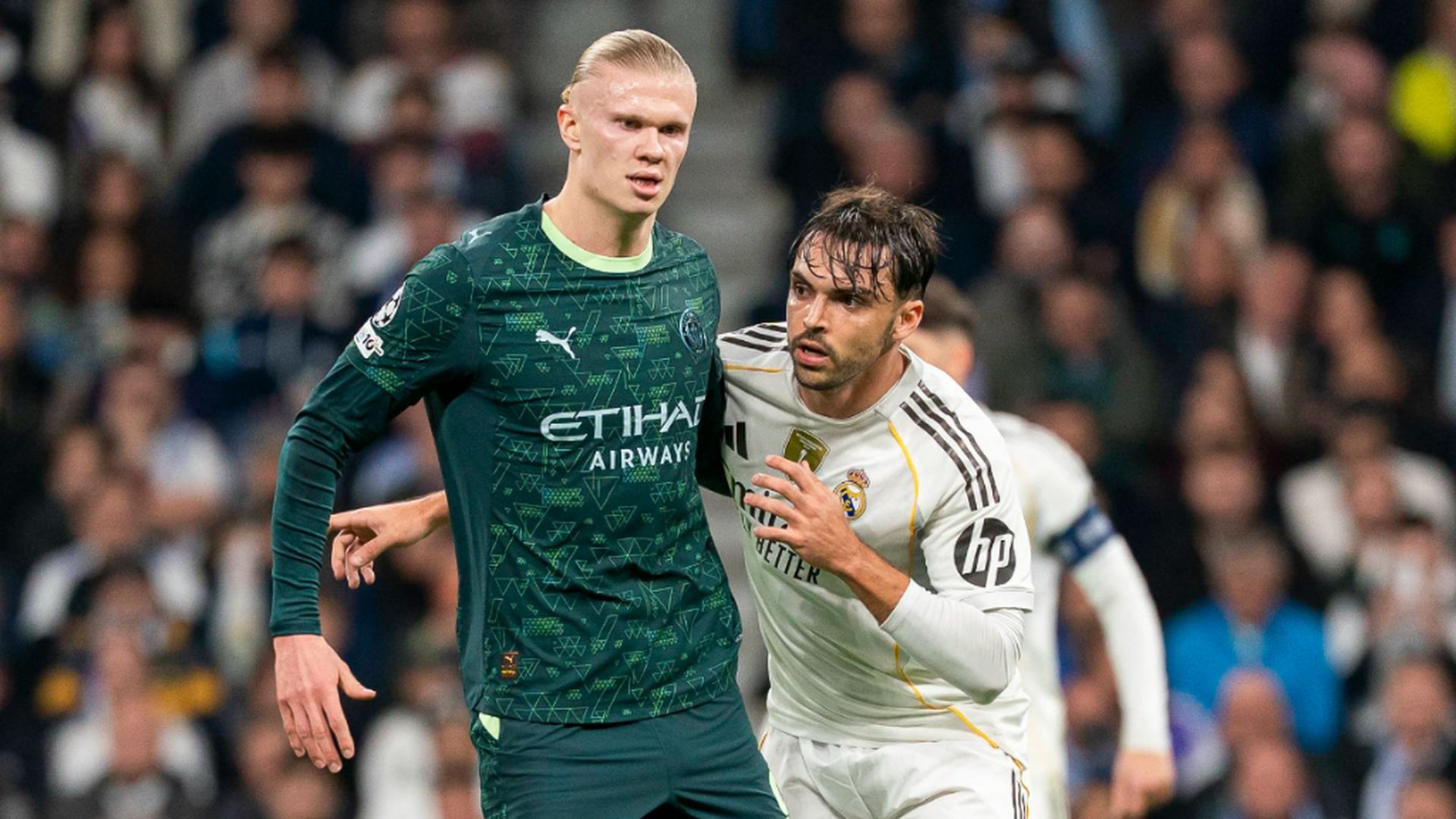 Raúl Asencio, junto a Erling Haaland, en el Real Madrid - Manchester City Raúl Asencio, junto a Erling Haaland, en el Real Madrid - Manchester City