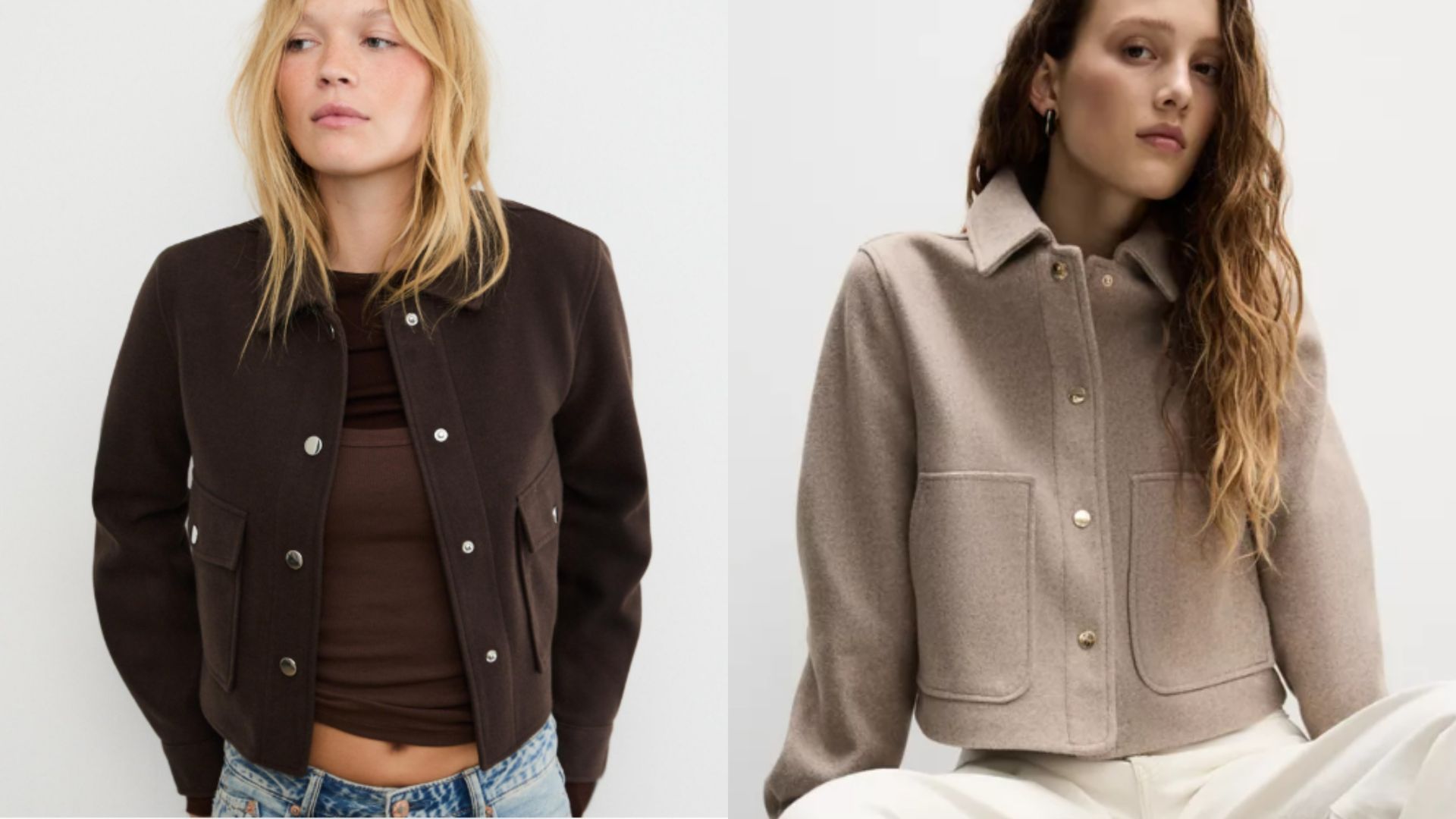 Chaquetas de paño de Stradivarius y de Lefties, en un montaje de fotos