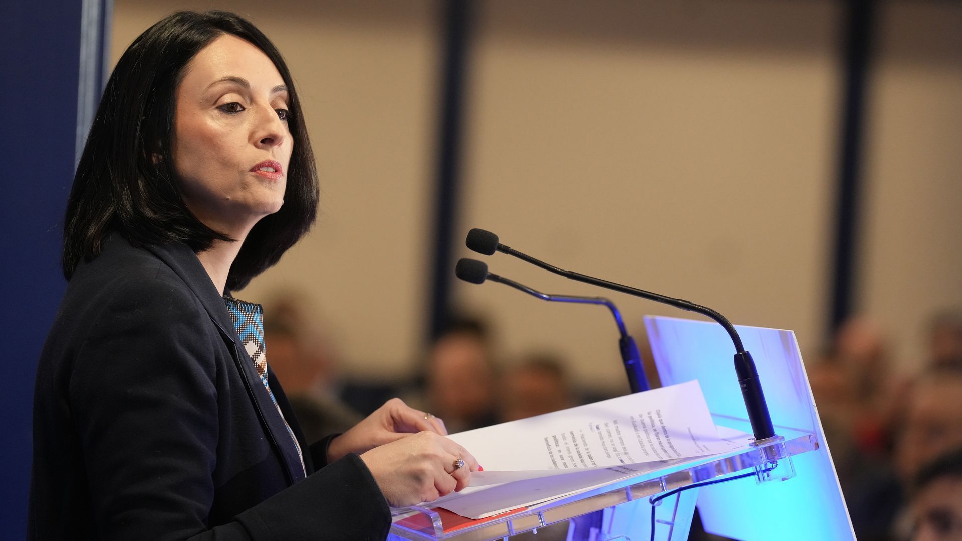 La secretaria de Organización del PSOE, Rebeca Torró, en un desayuno informativo en Bilbao