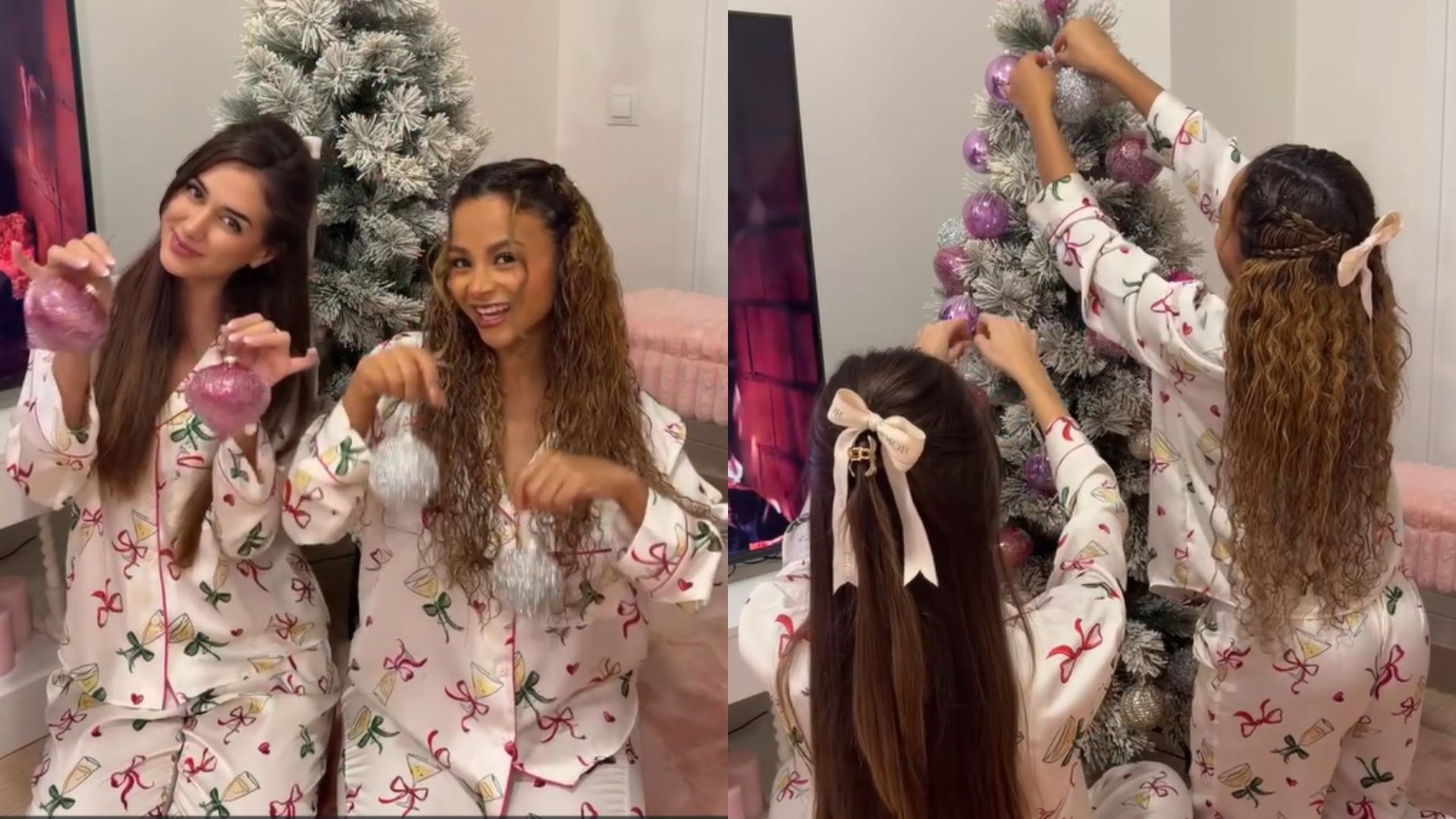 Maica Benedicto, decorando el árbol de Navidad junto a Mayeli Díaz