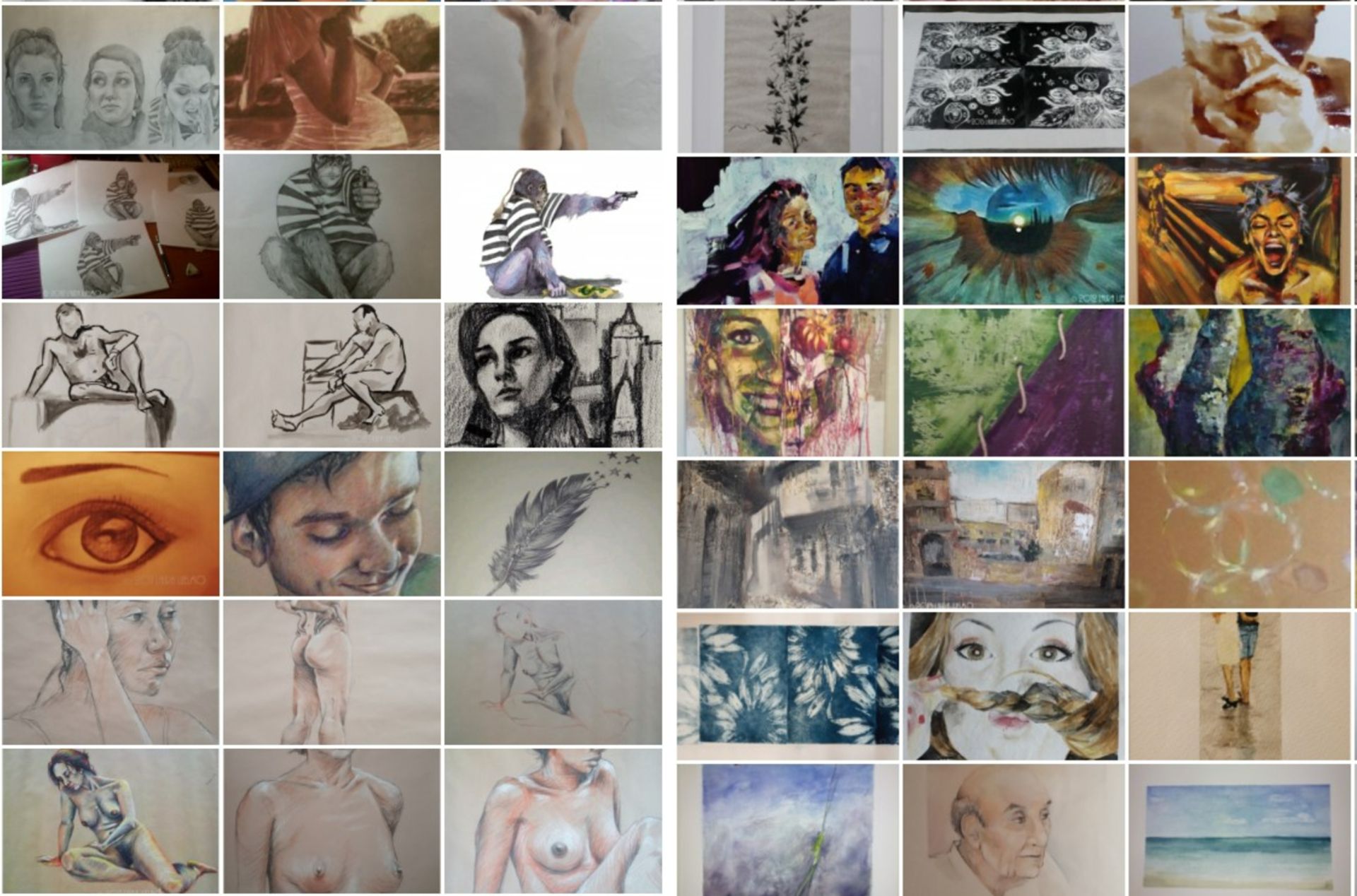 Obras sobre papel y técnicas pictóricas de Laura Luelmo